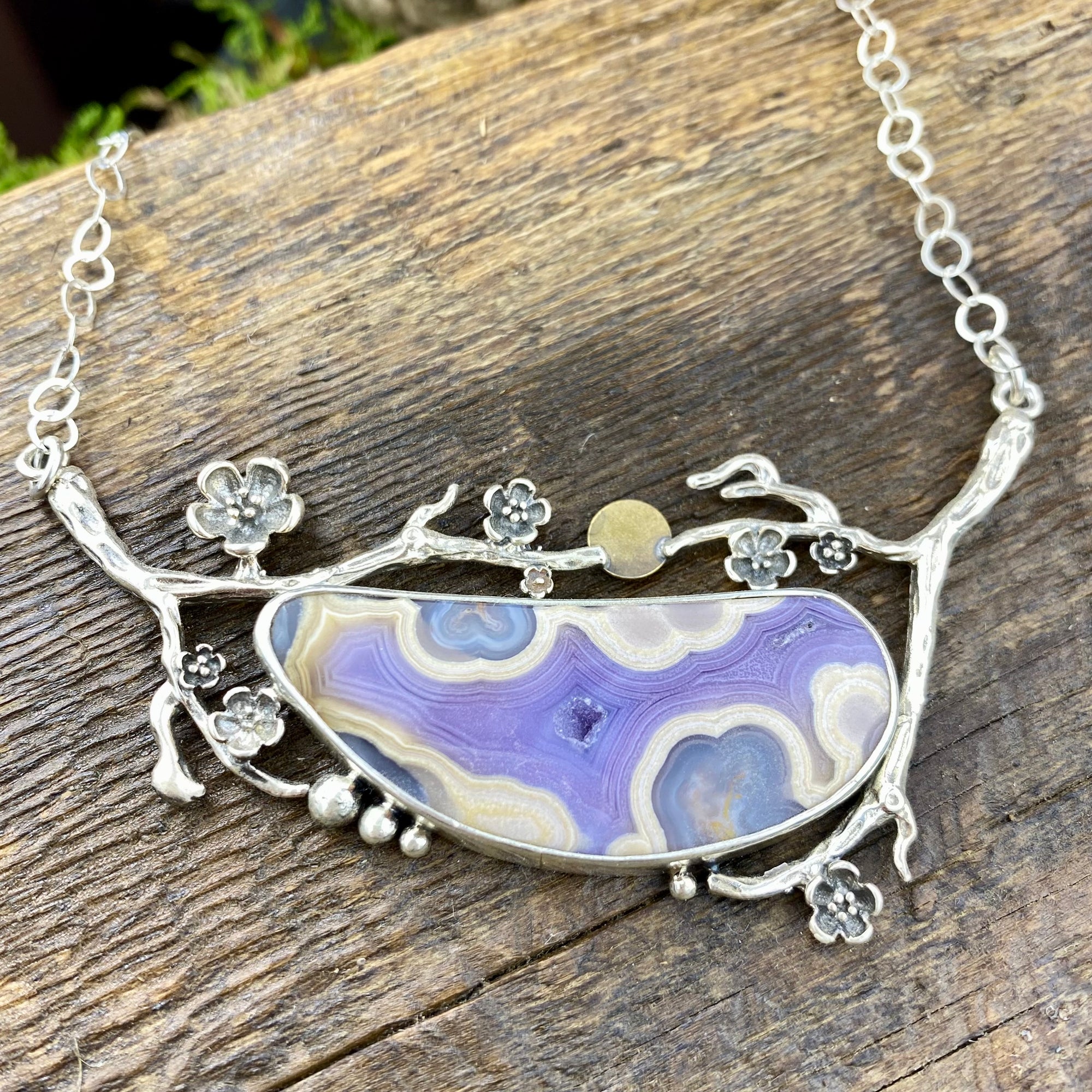 Agua Nueva Agate cherry blossom Pendant