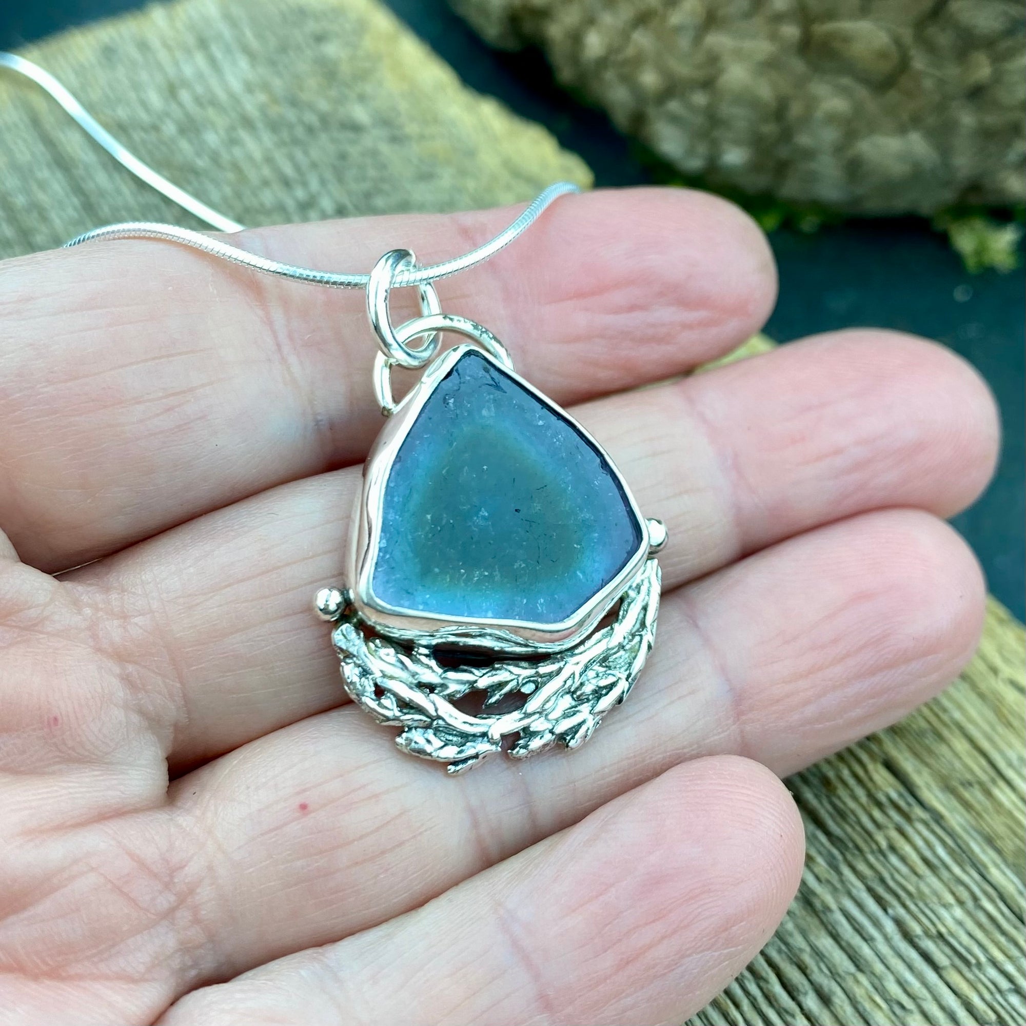 Tri-colour Tourmaline Cedar Sacred Heart Pendant