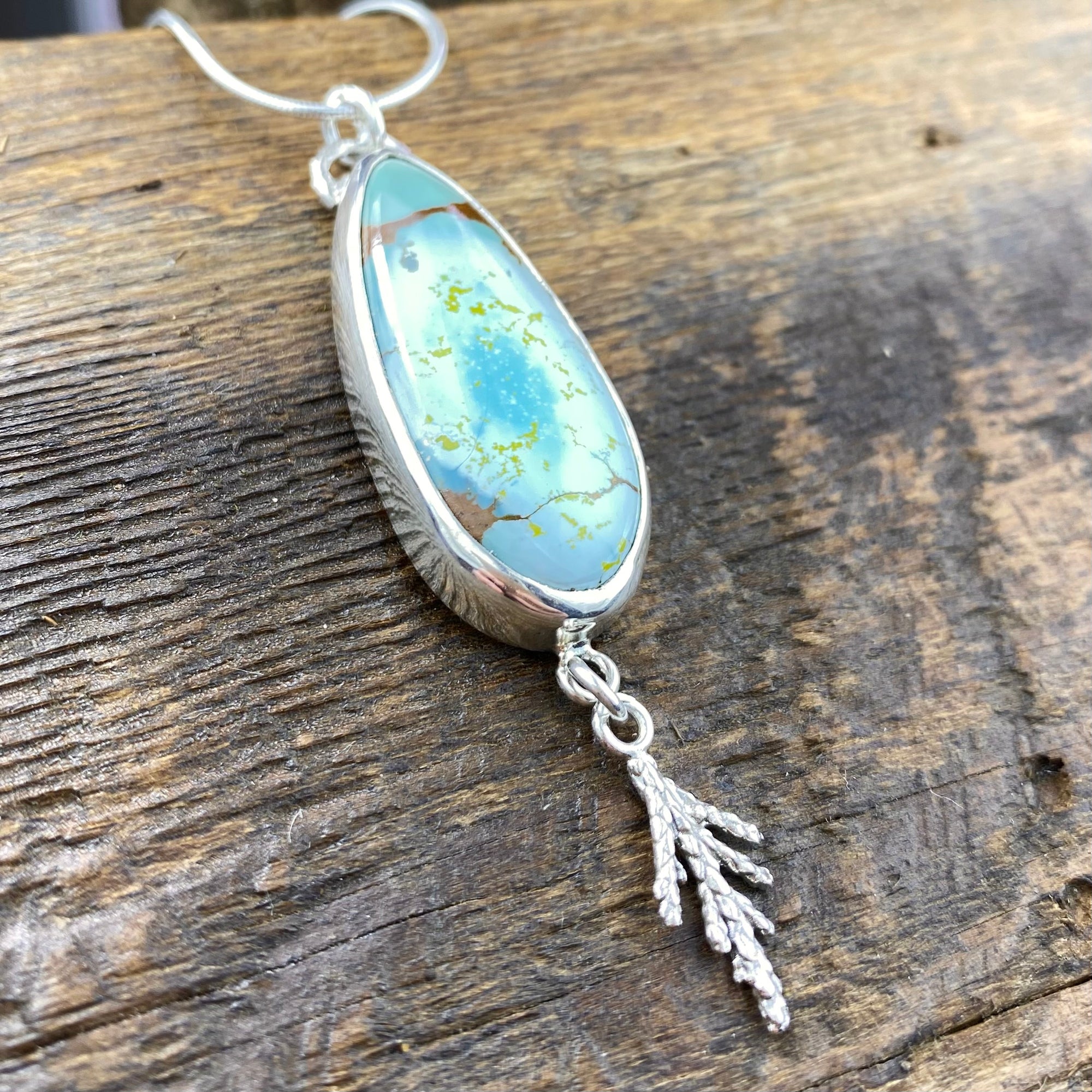 Natural Gobi Turquoise cedar Pendant