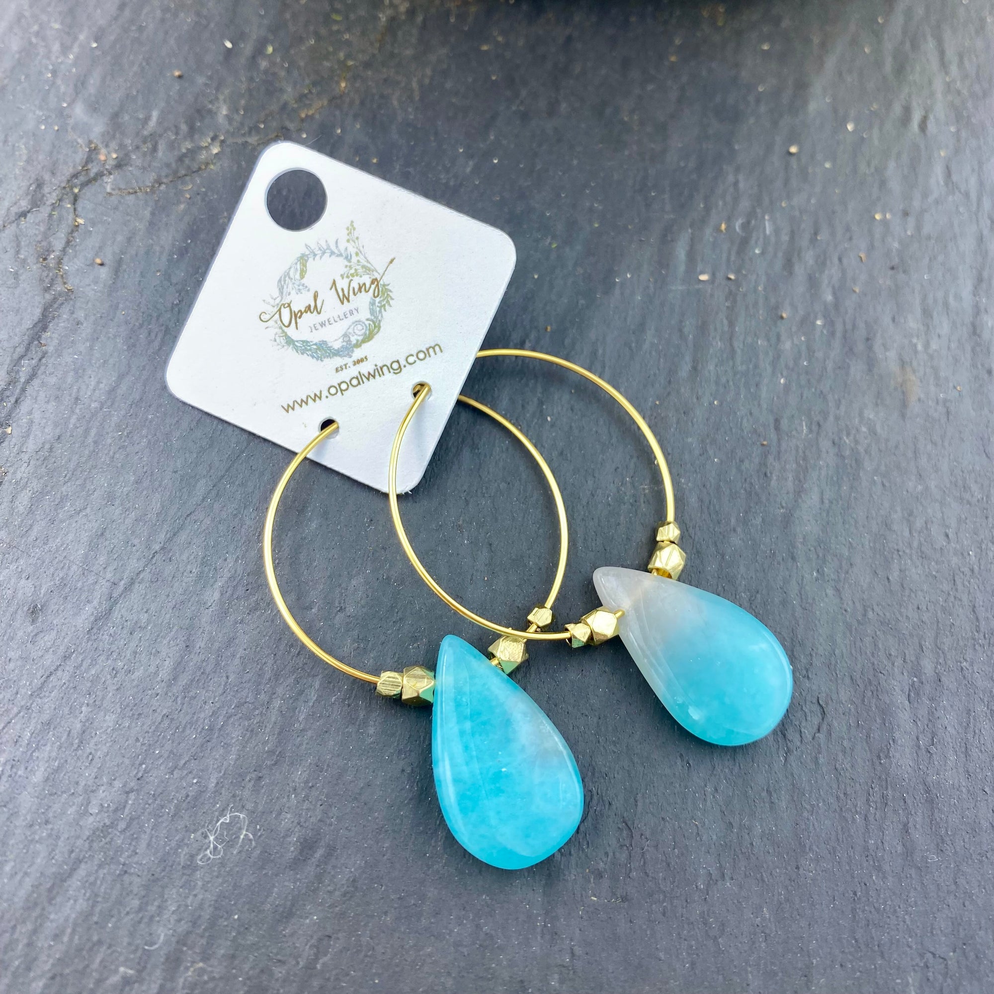 Gold Filled *Selene* earrings with Amazonite