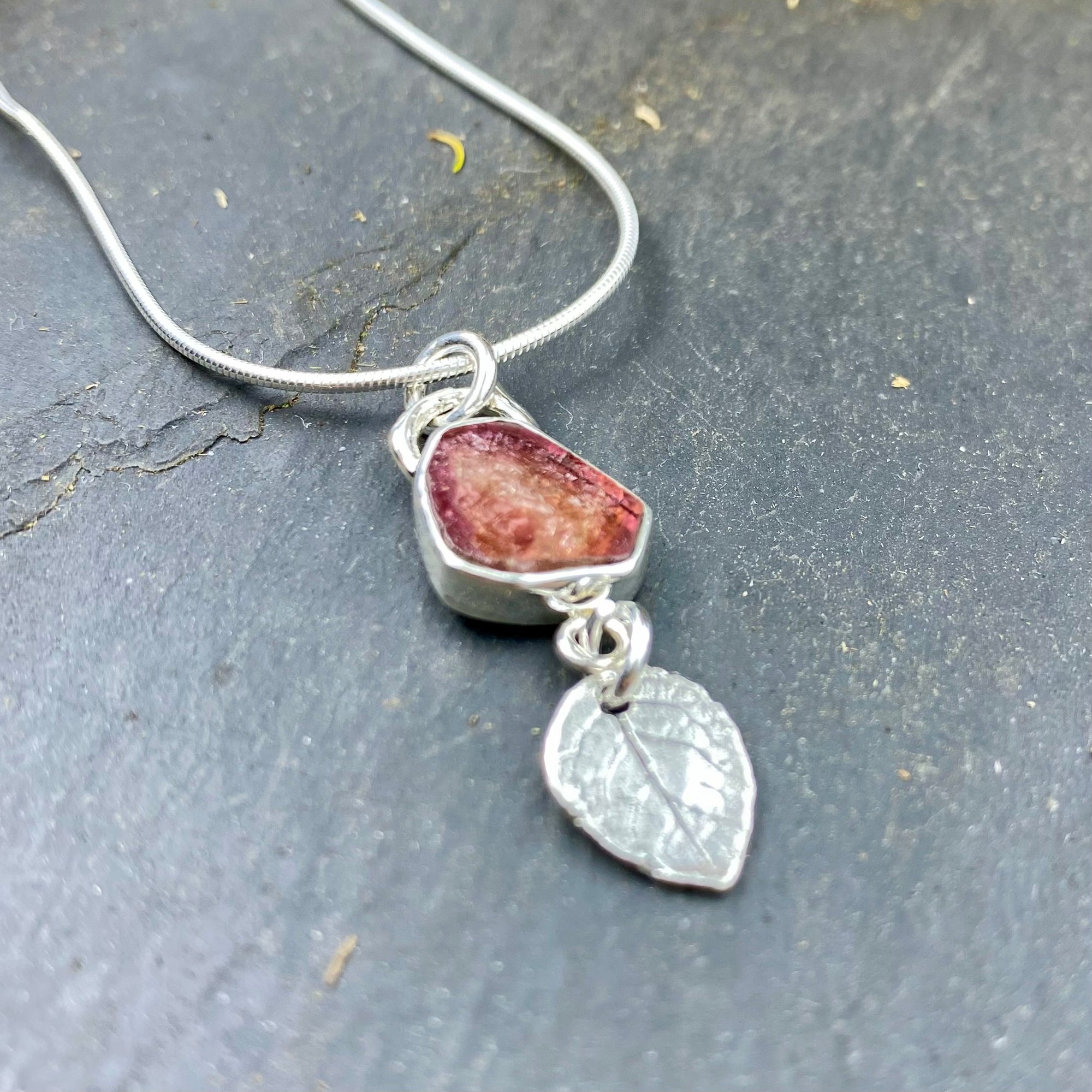 Pink Tourmaline Slice pendant