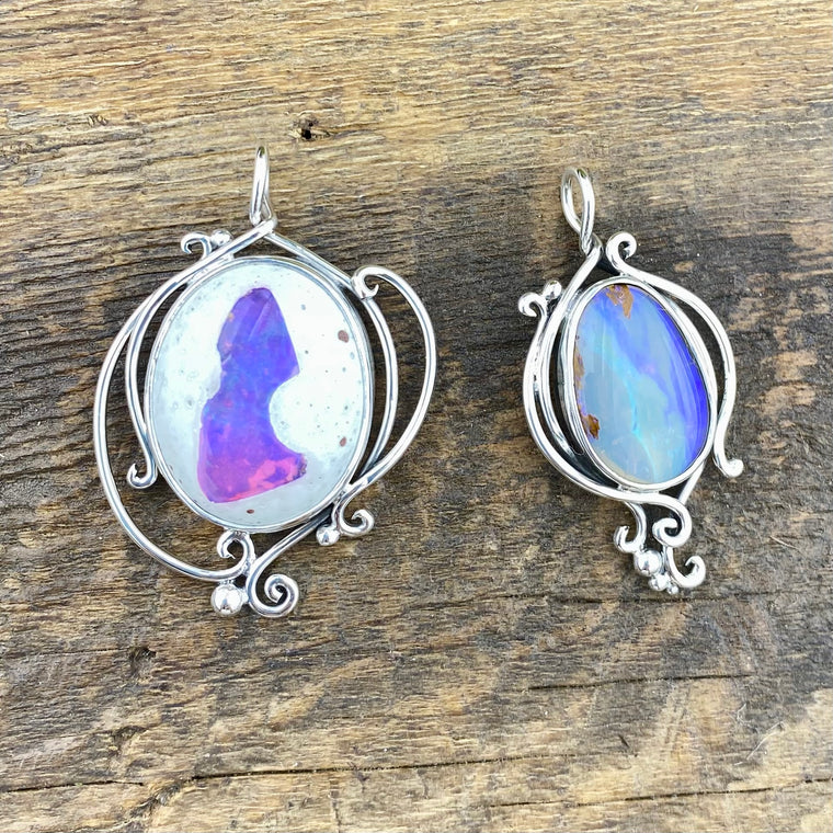 Reserved for Courtney: 2 custom opal pendants