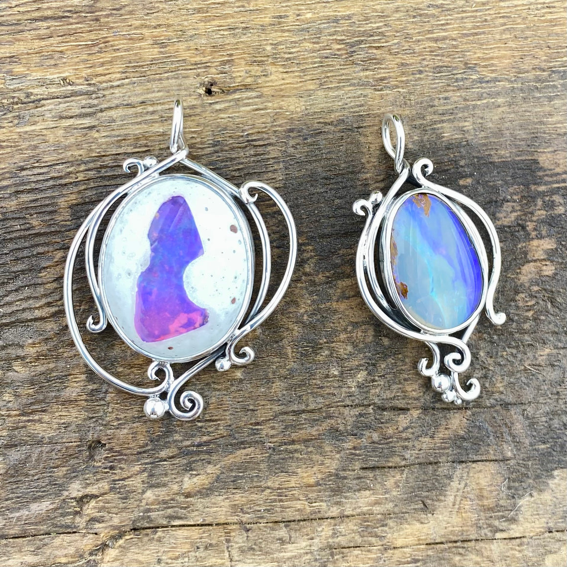 Reserved for Courtney: 2 custom opal pendants
