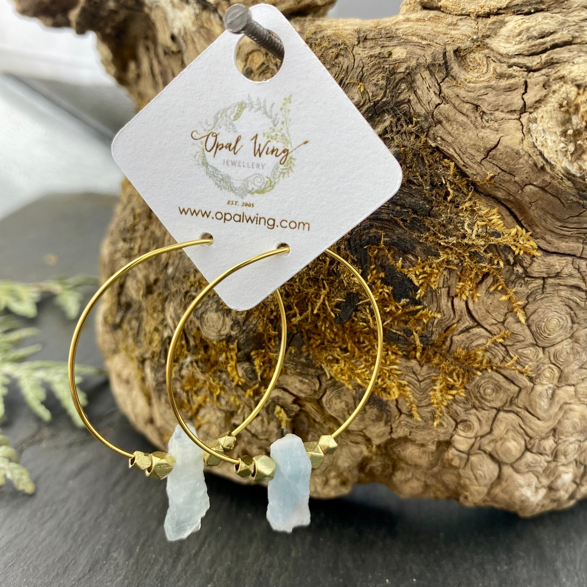 Gold Filled *Selene* earrings with Aquamarine