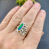 Bright green fire Opal Cedar Ring