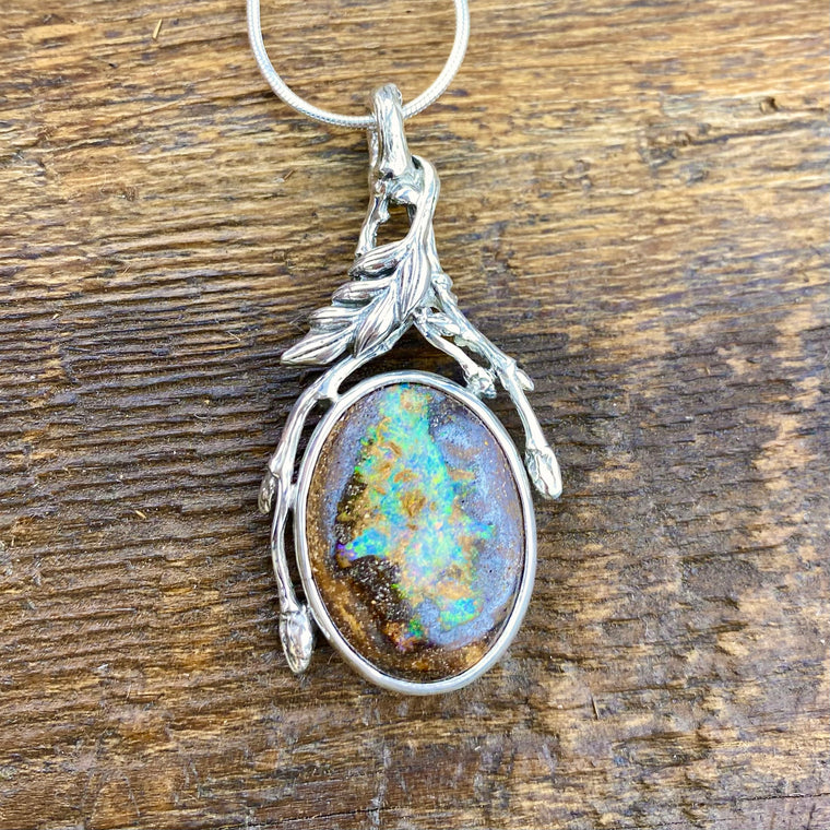 Abundant flow Boulder Opal Pendant
