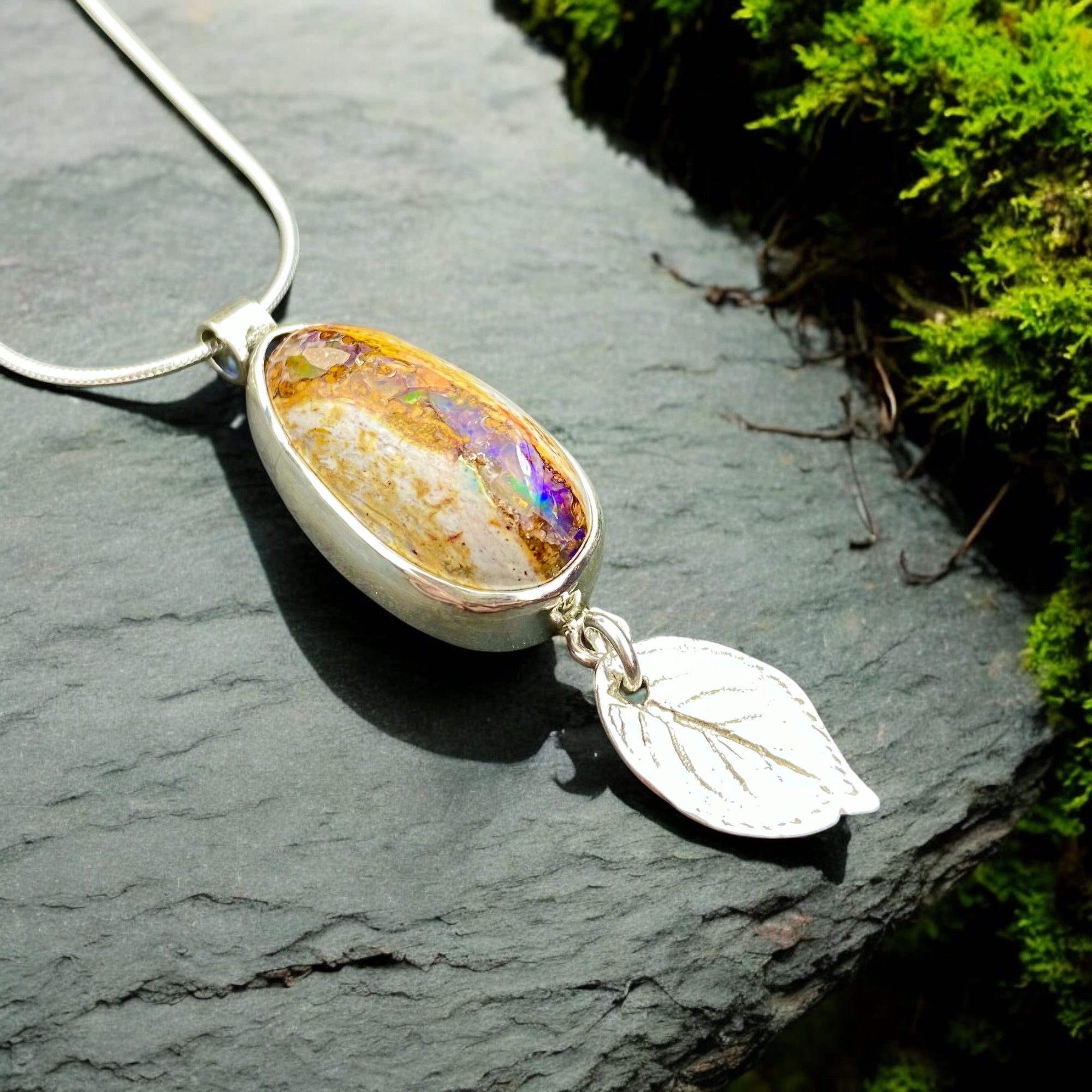 Wild Rose Pendant with Mexican Fire Opal