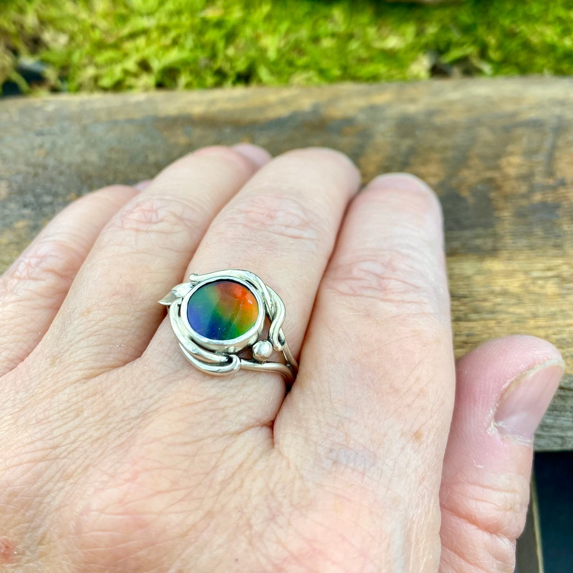 Ammolite flow Ring