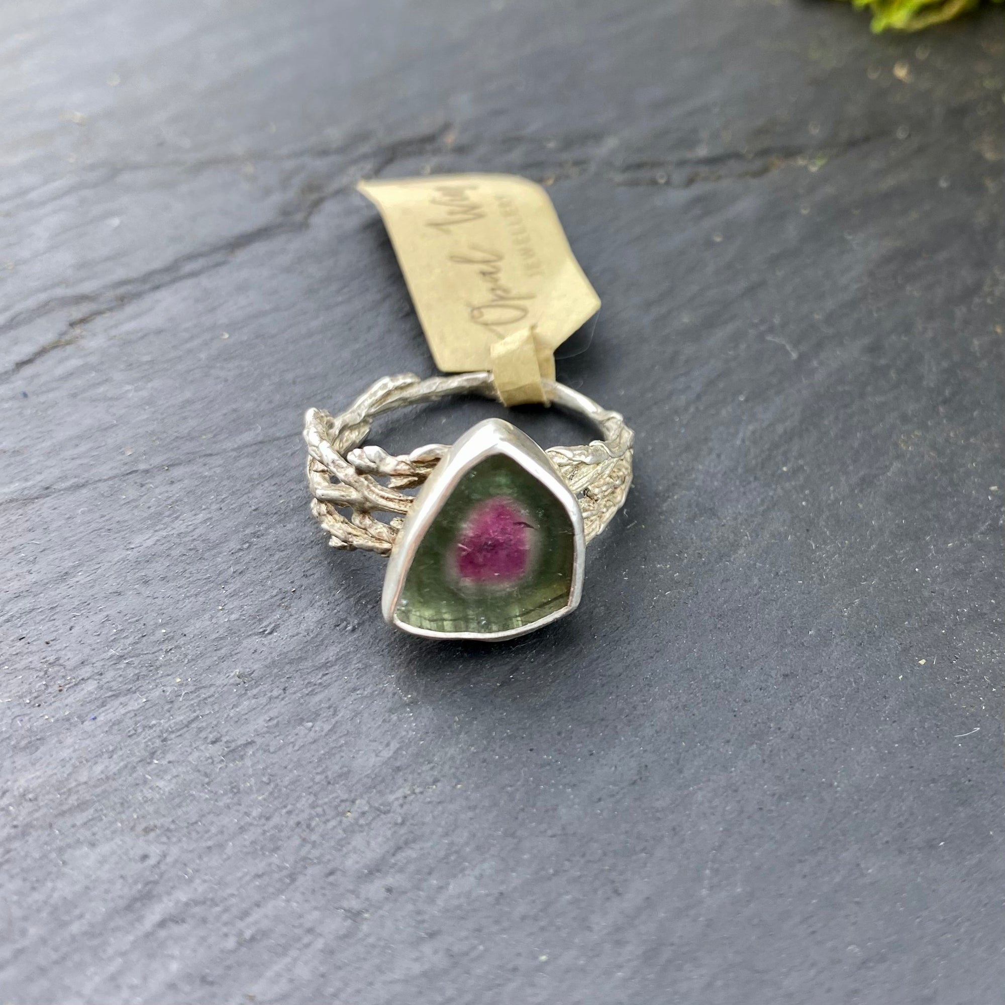 Watermelon Tourmaline Cedar medicine Ring