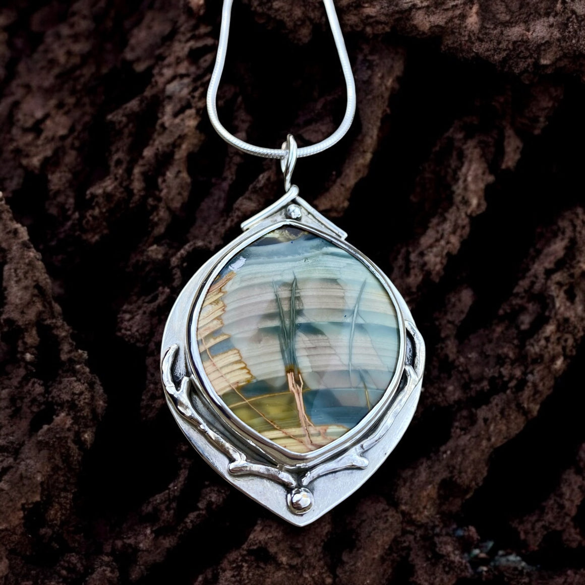 Earth abundance pendant with Blue Mountain Jasper