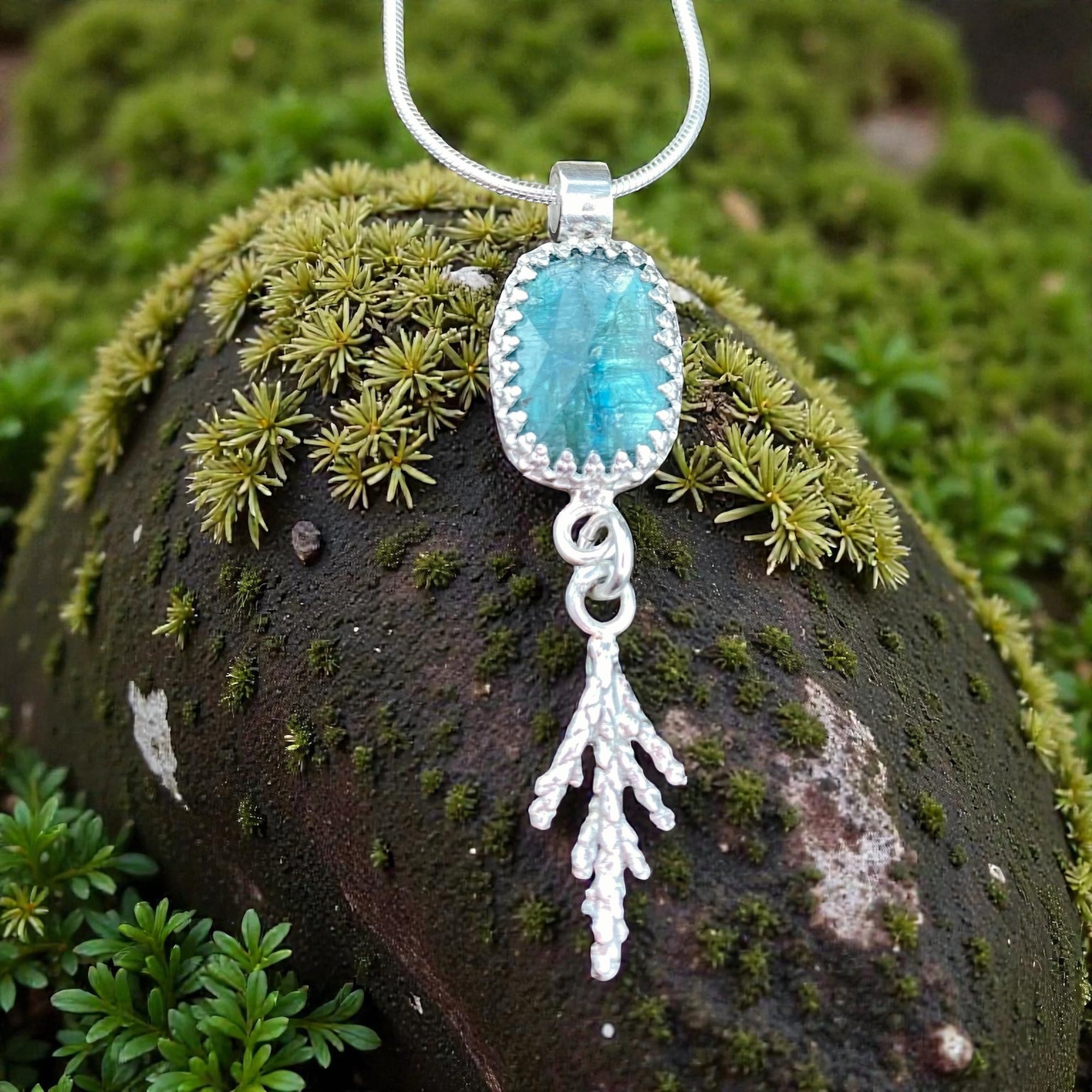Teal Kyanite Cedar pendant