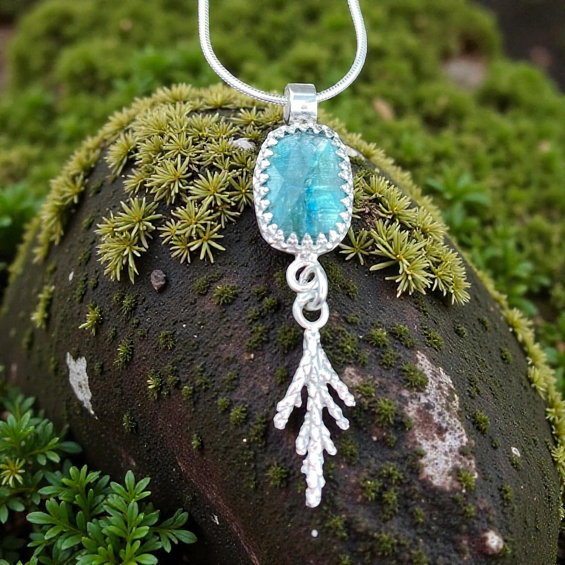 Teal Kyanite Cedar pendant