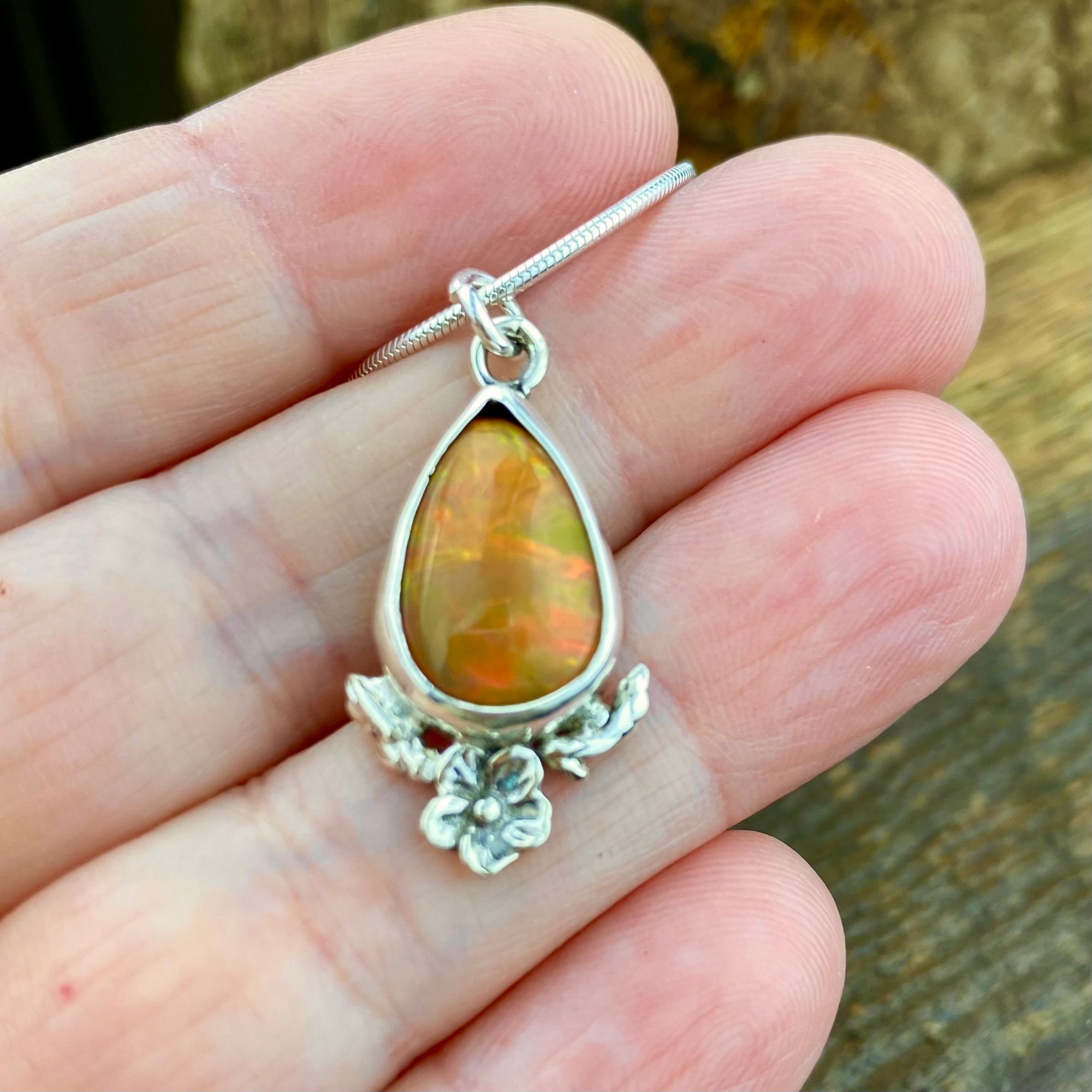 Deep Fire Welo Opal Pendant