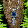 Blue Indicolite Tourmaline Wild Rose Pendant