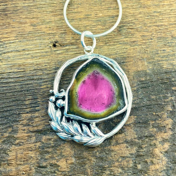 Watermelon Tourmaline Flow Sacred Heart Pendant
