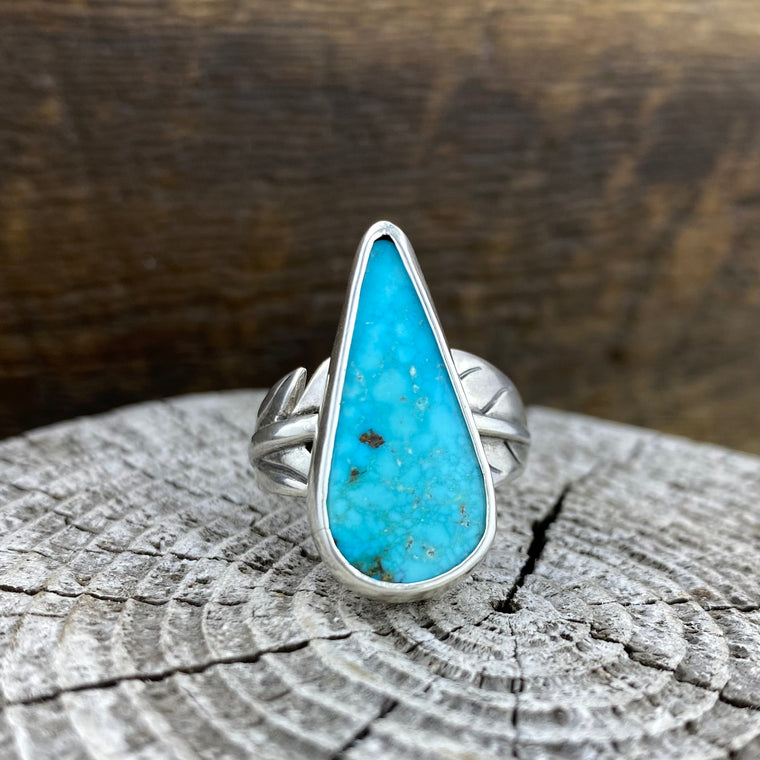 Bright Royston Turquoise leaf Goddess Ring