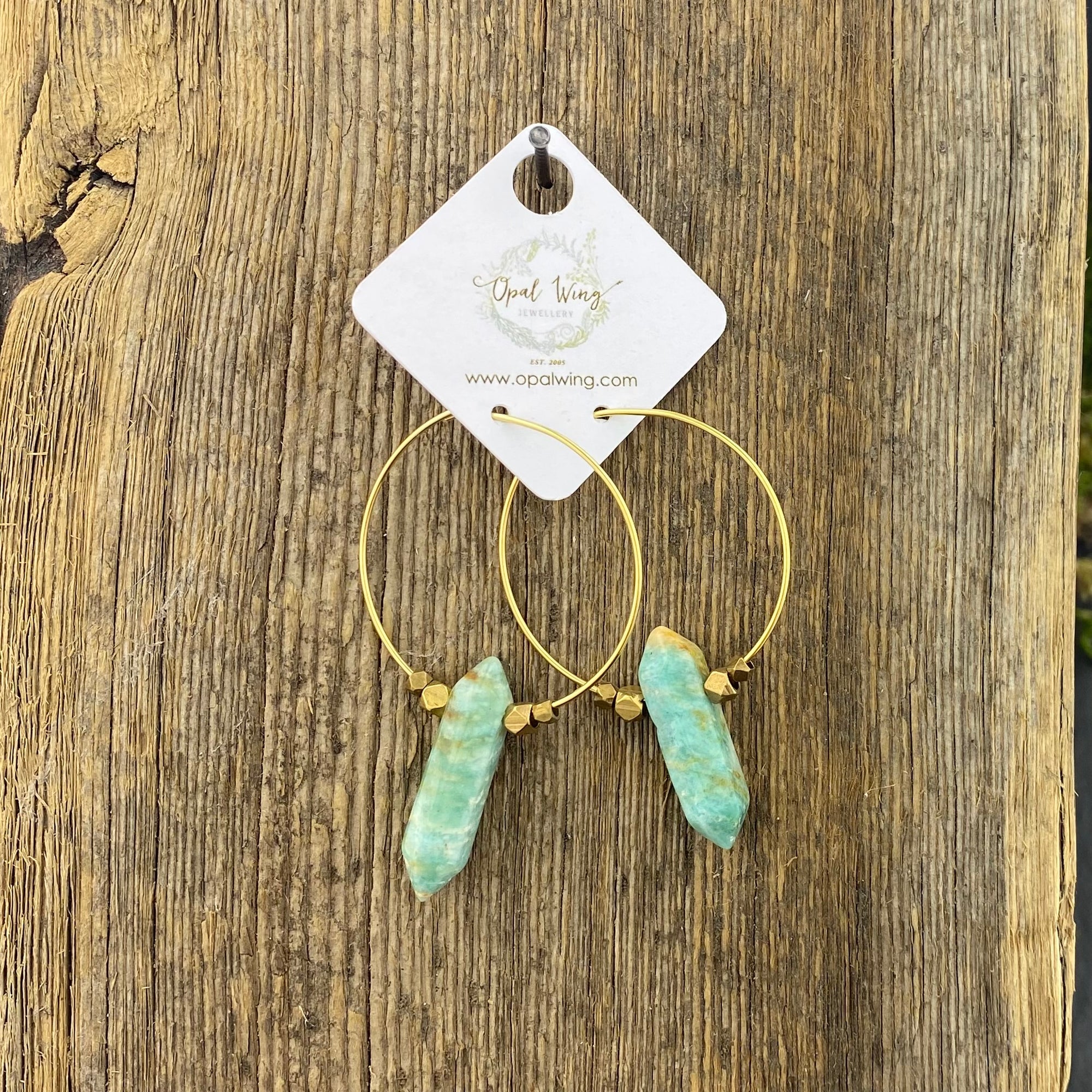 Gold filled *Selene* earrings with double terminated Amazonite