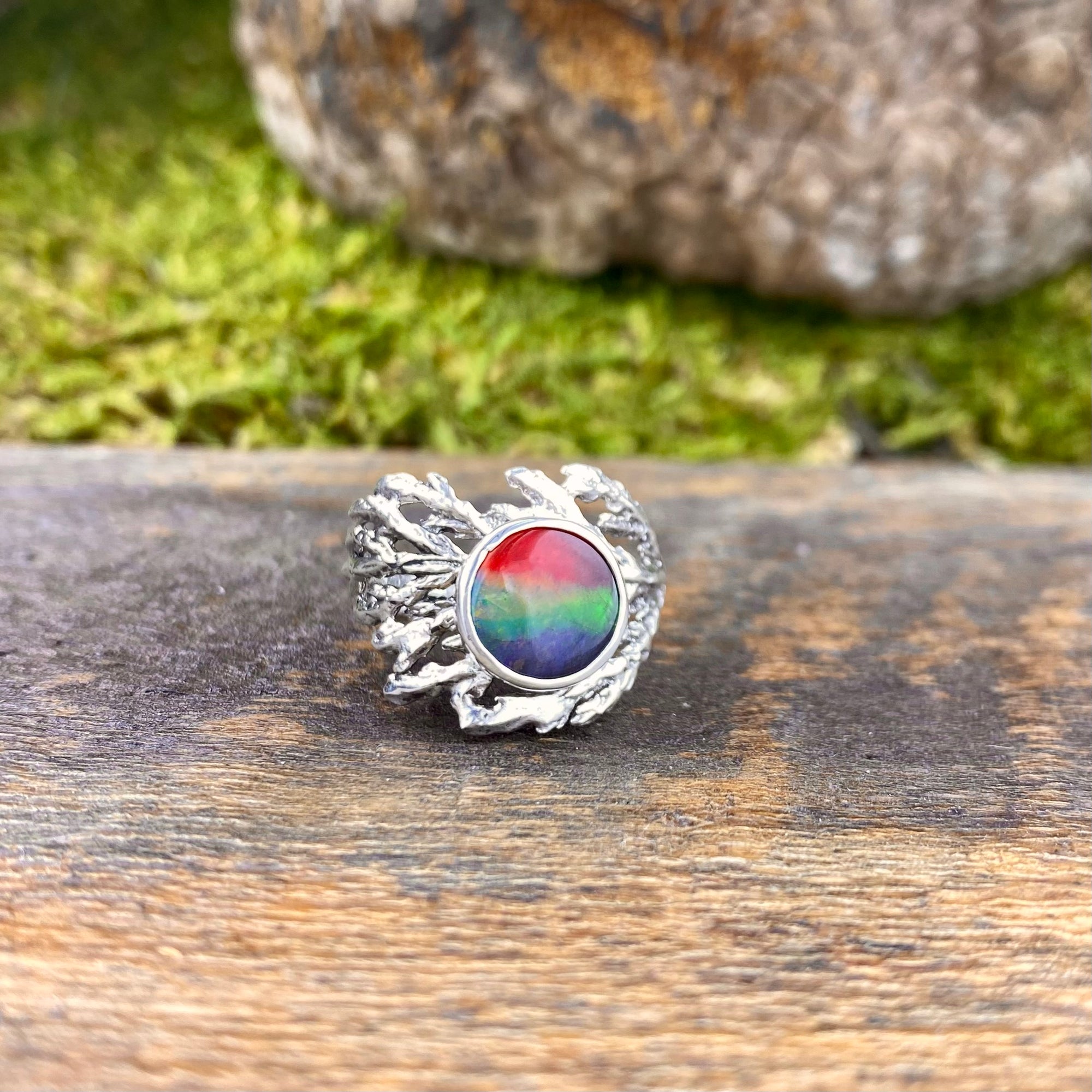 Ammolite woodland cedar ring
