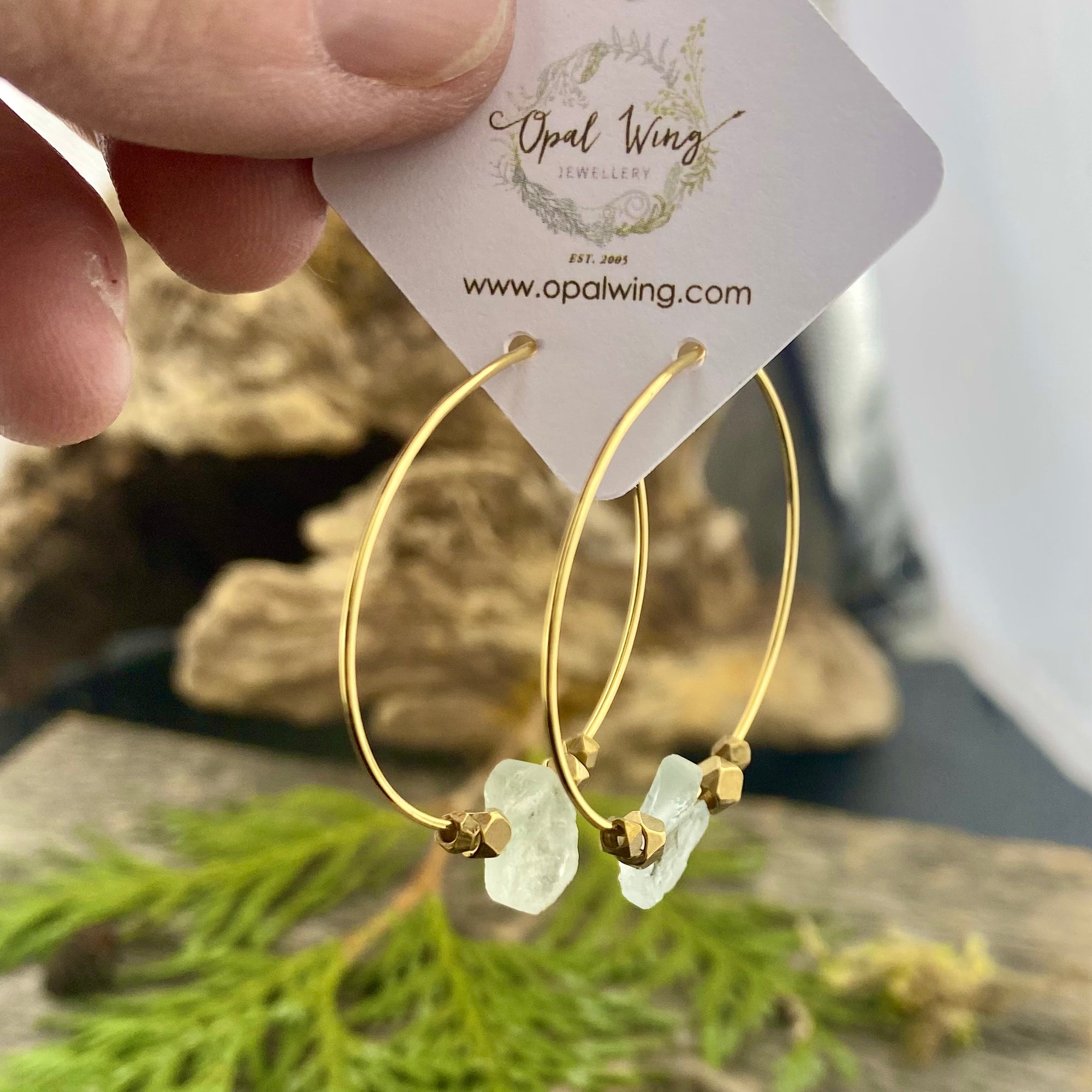 Bronze aqua cycle earrings