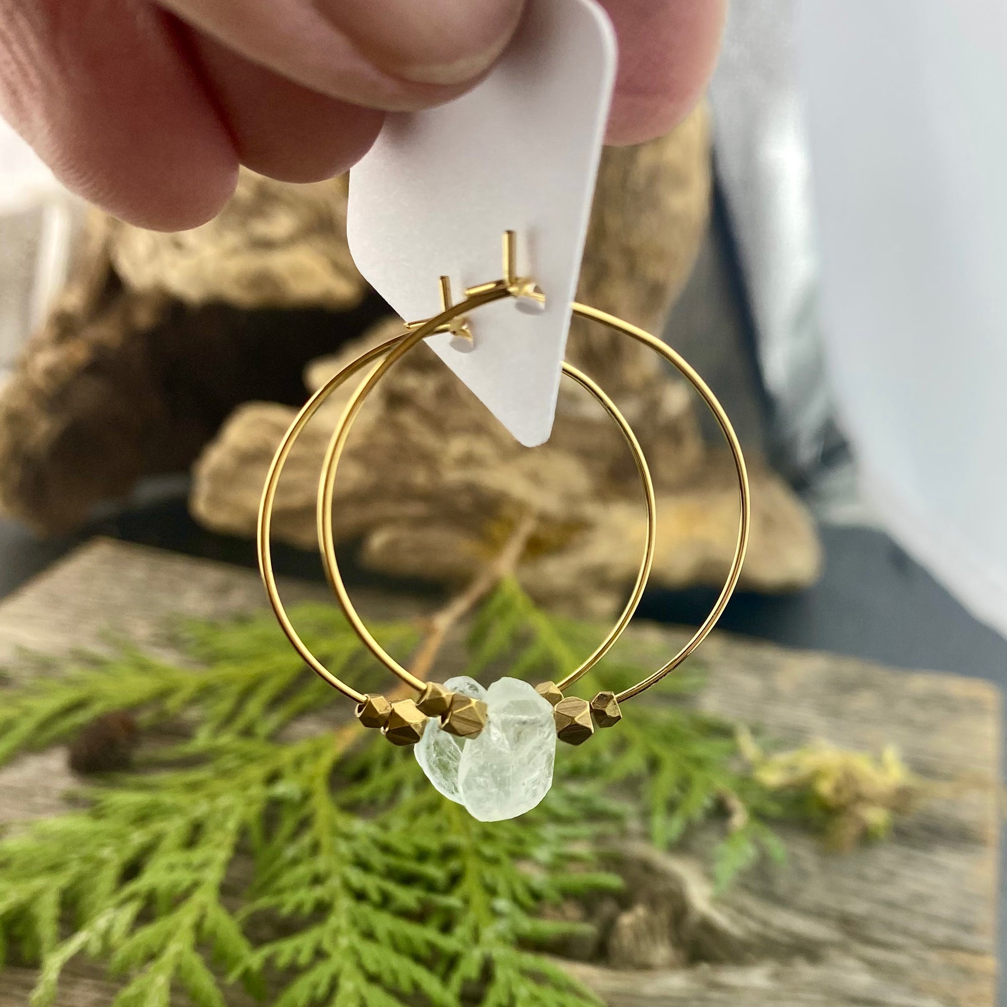 Bronze aqua cycle earrings