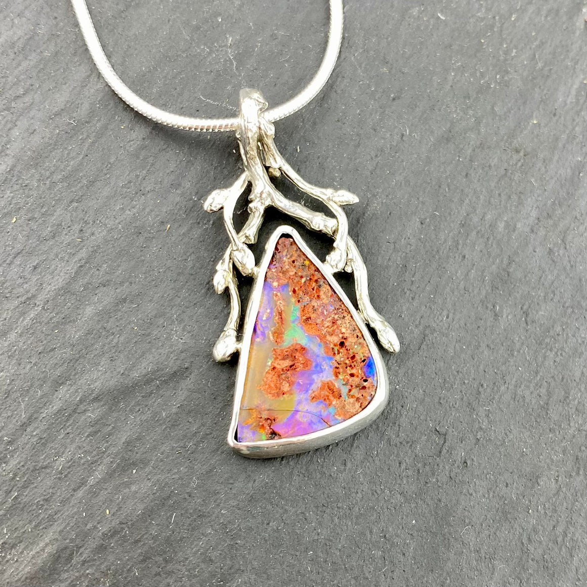 Abundance Pendant with Mexican Fire Opal