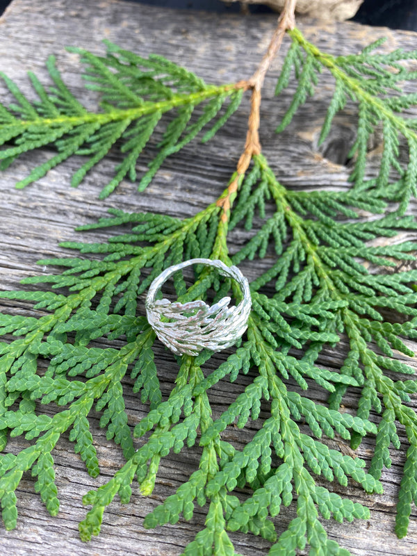 Cedar Branch Ring Wide - Opal Wing Jewellery