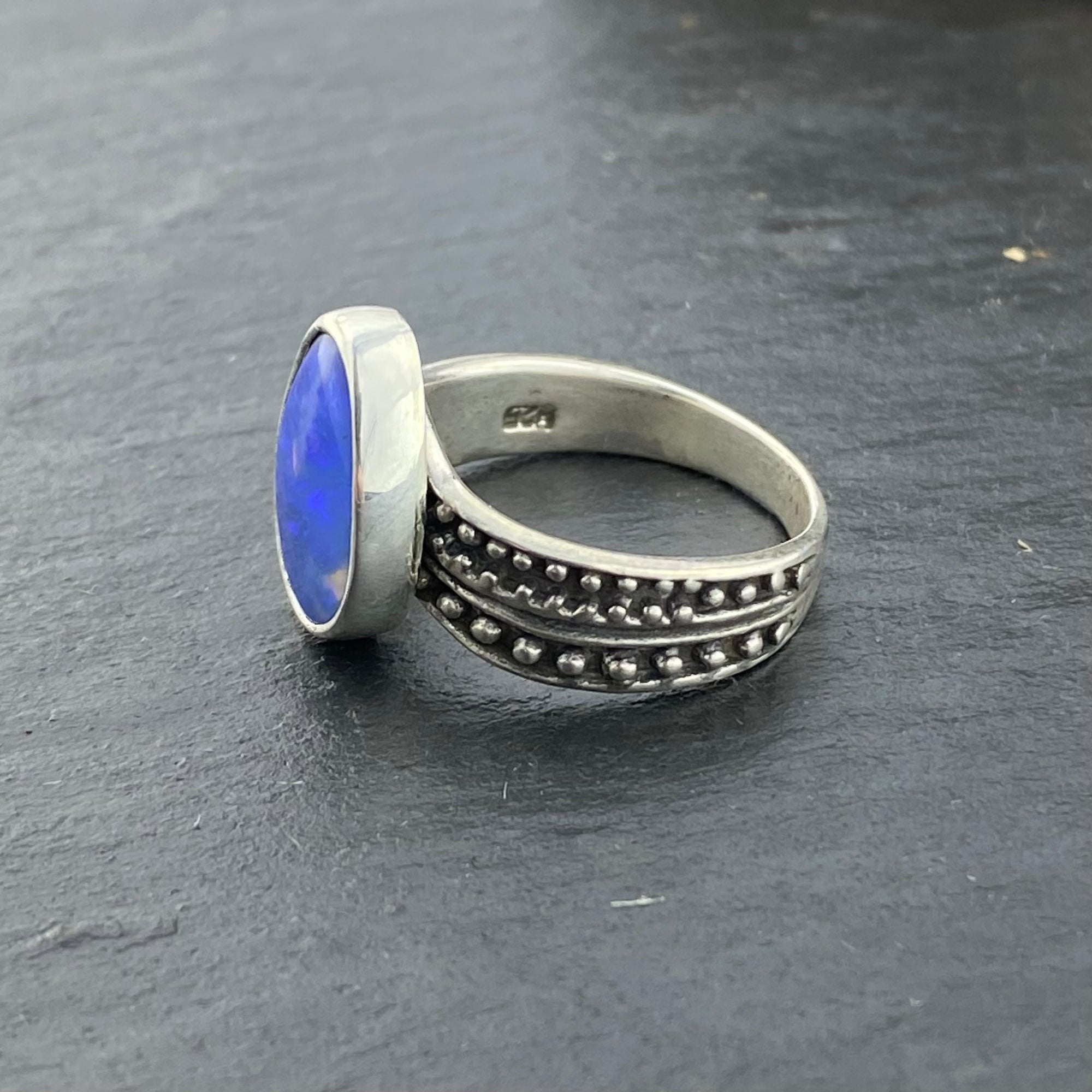 Deep indigo Opal Medicine Ring