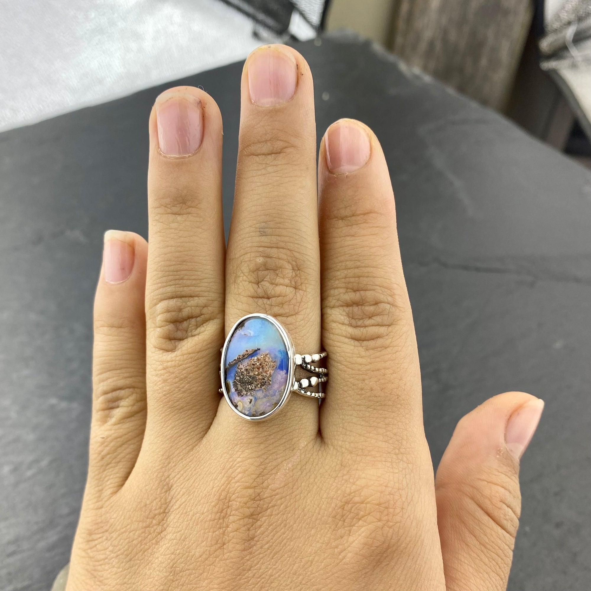 Beautiful Bright Boulder Opal Ring
