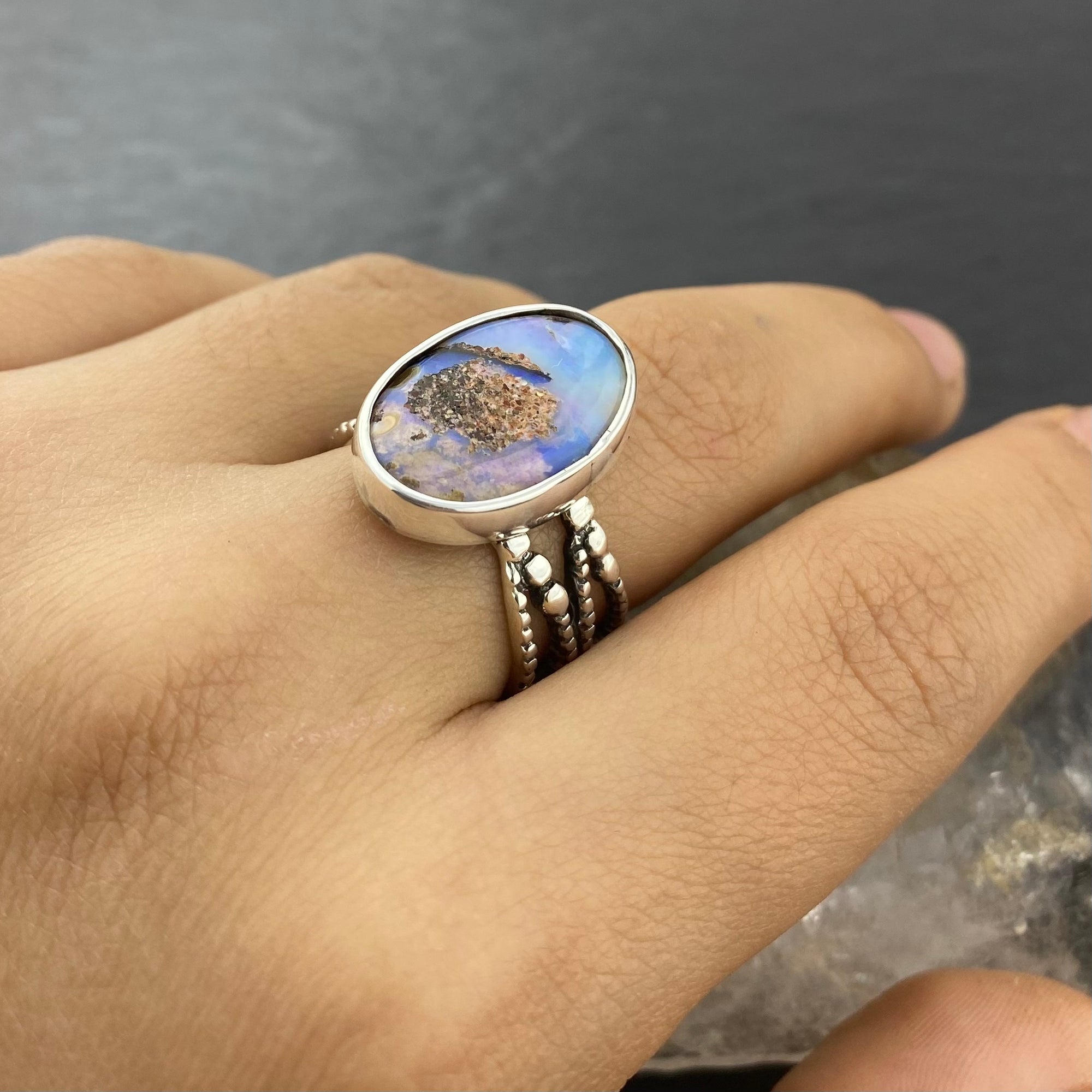 Beautiful Bright Boulder Opal Ring