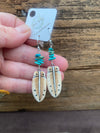 Owl Feather Porcelain and Turquoise earrings