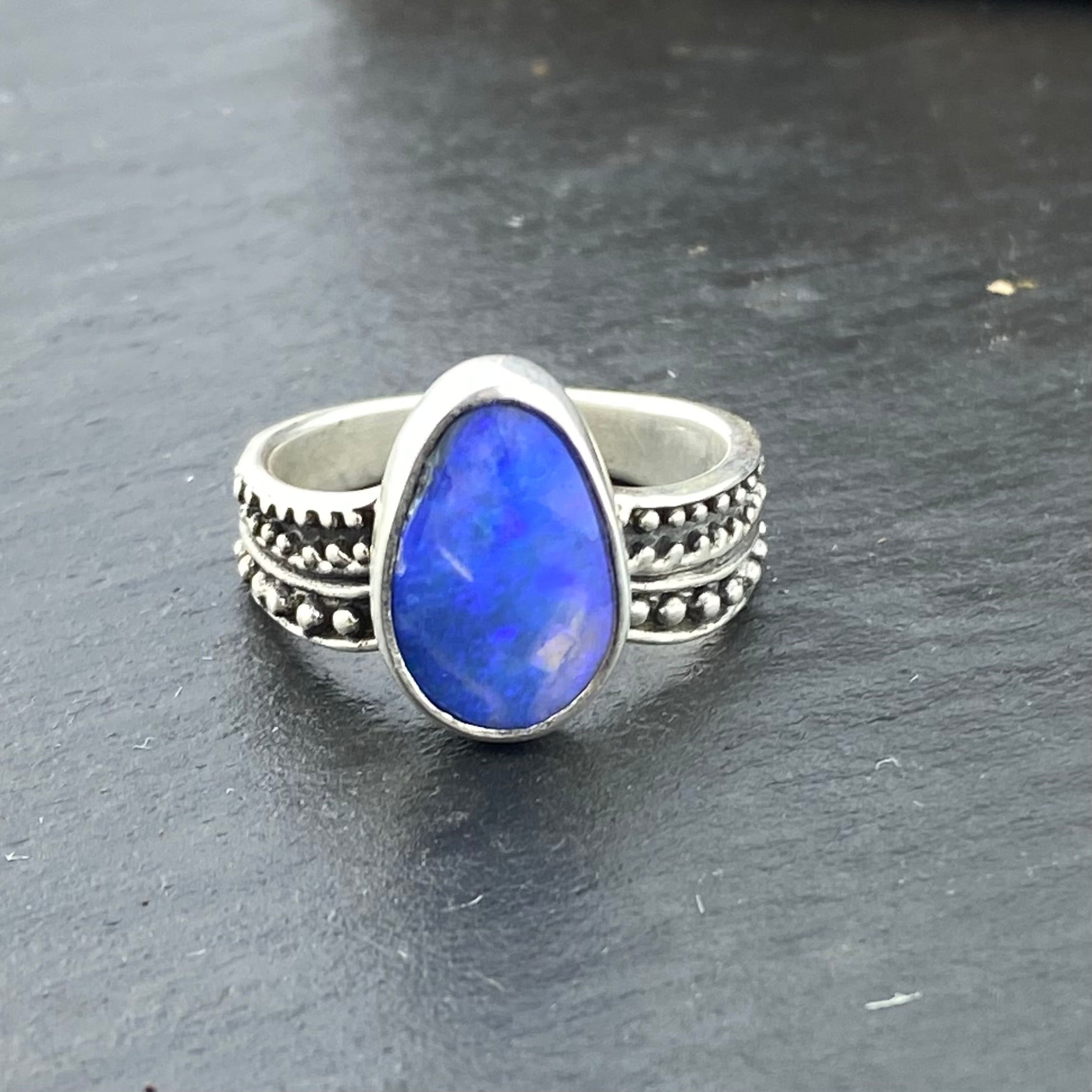 Deep indigo Opal Medicine Ring