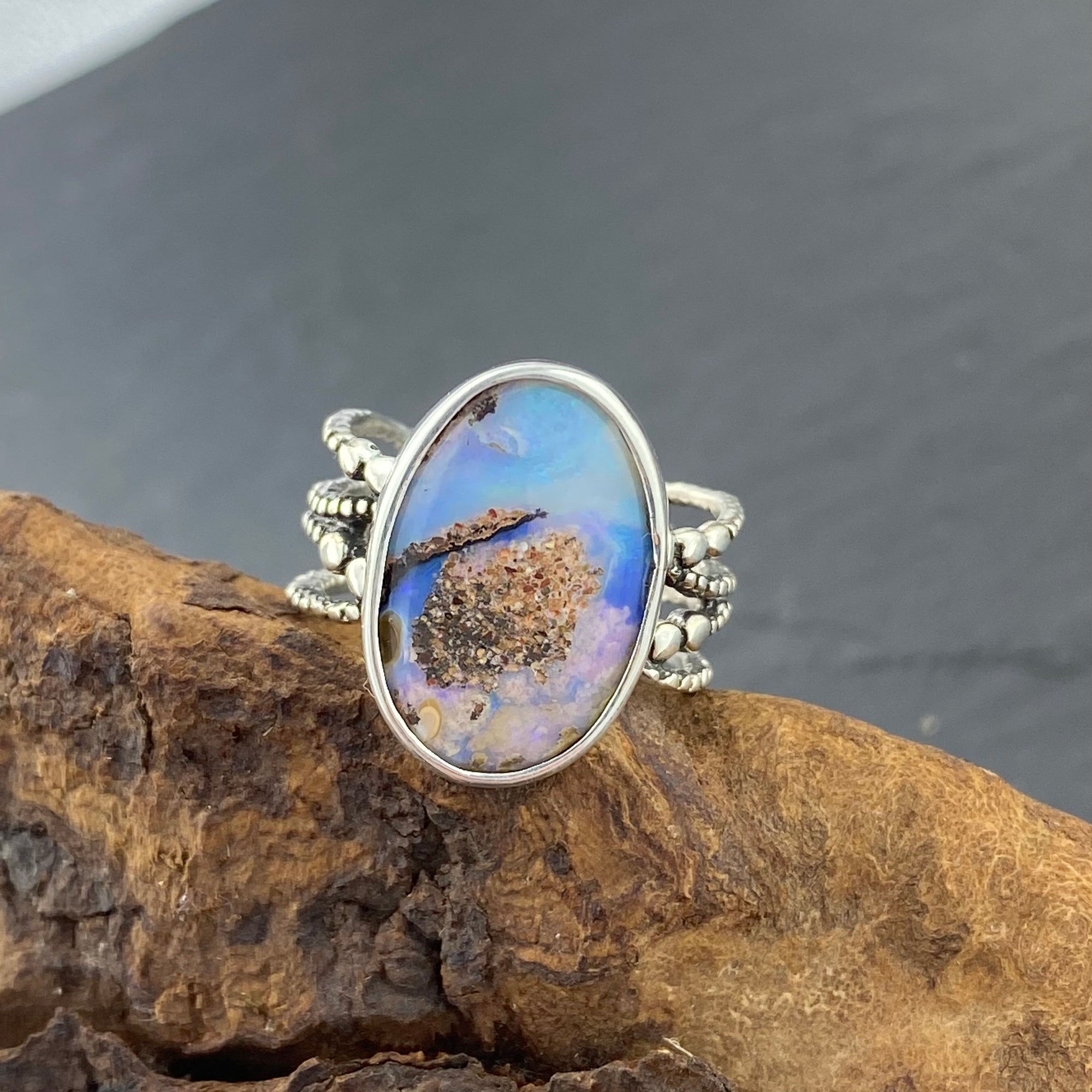 Beautiful Bright Boulder Opal Ring