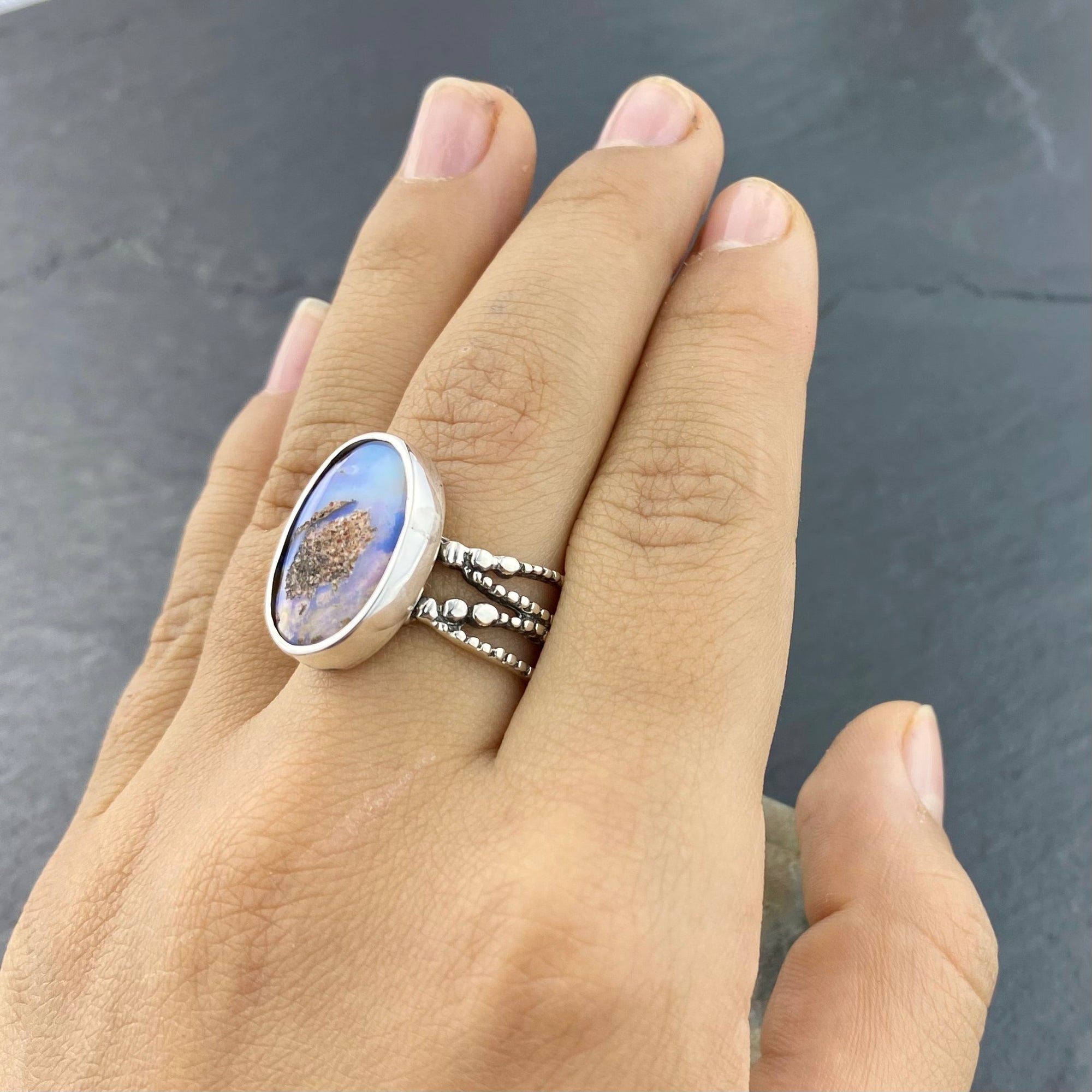 Beautiful Bright Boulder Opal Ring