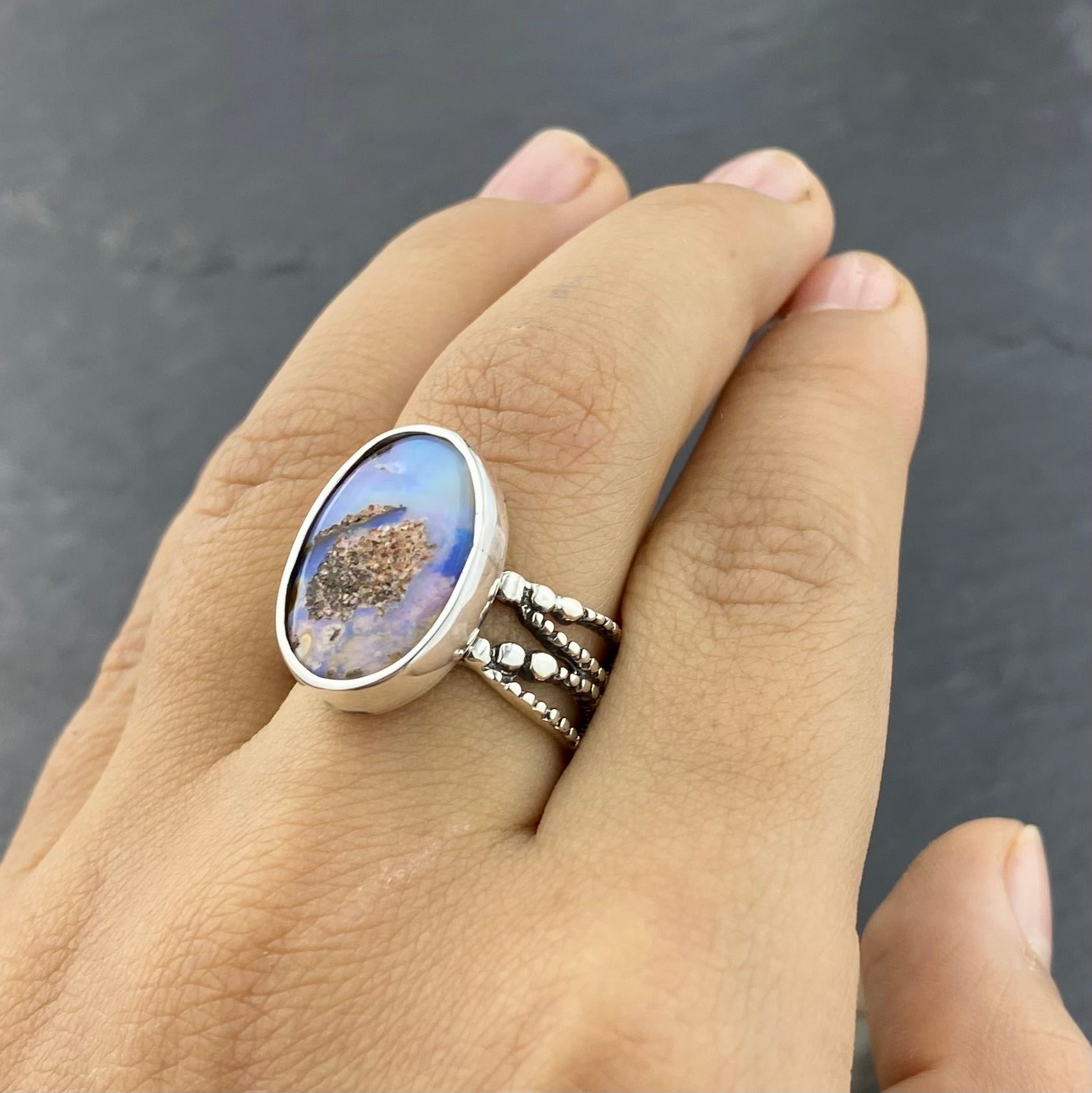 Beautiful Bright Boulder Opal Ring
