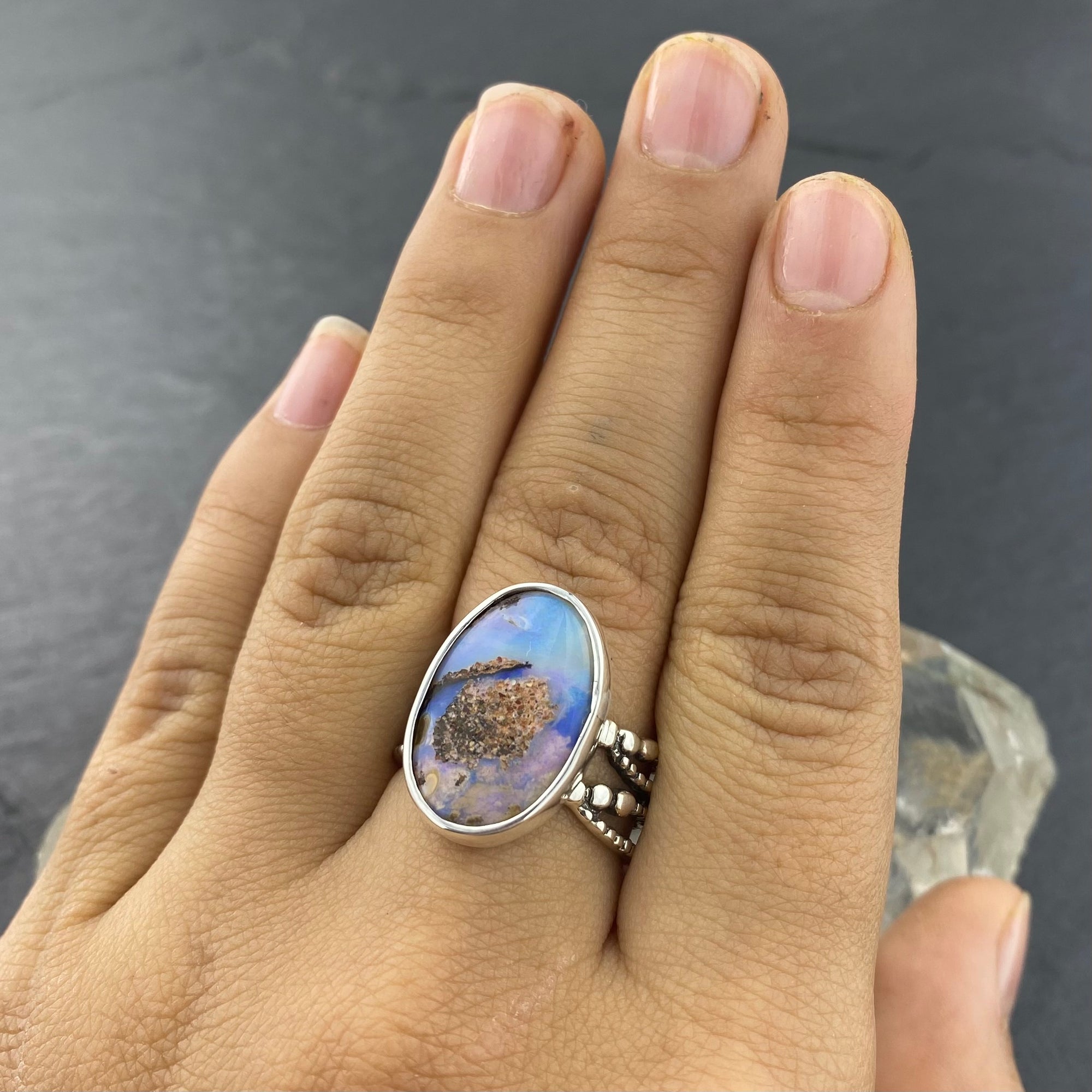 Beautiful Bright Boulder Opal Ring