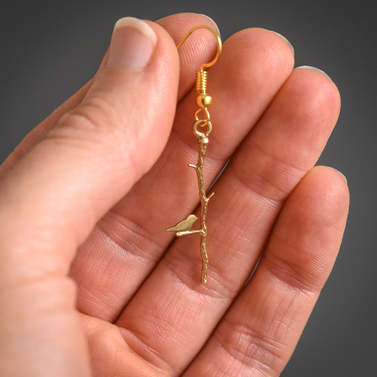 Sweet Song Bird Earrings In Yellow Bronze