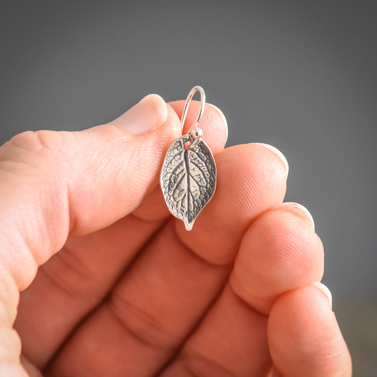 Rose Leaf Earrings in Silver