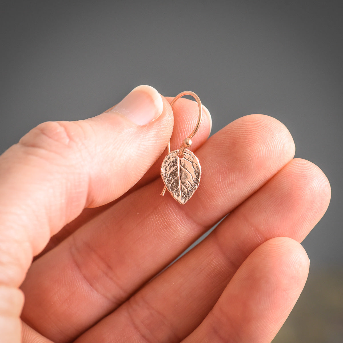 Mini Rose Leaf Earrings in Rose Gold Filled