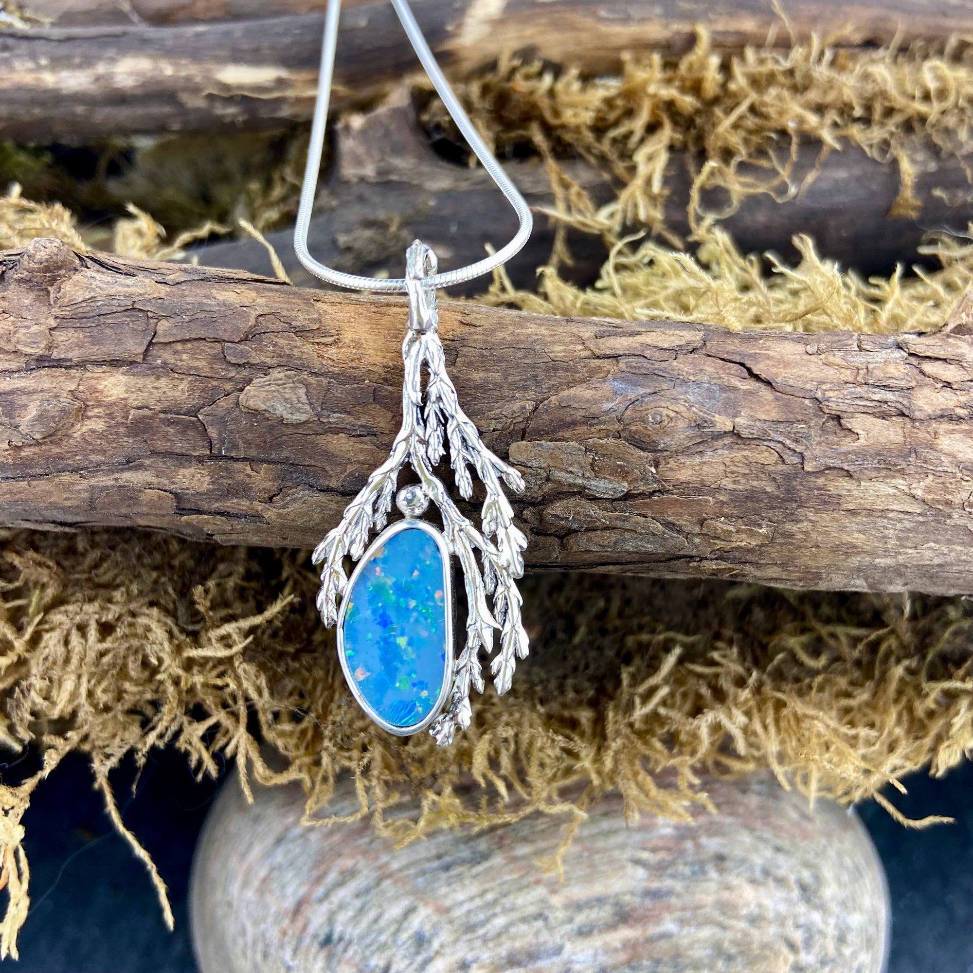 Fire Opal Cedar pendant