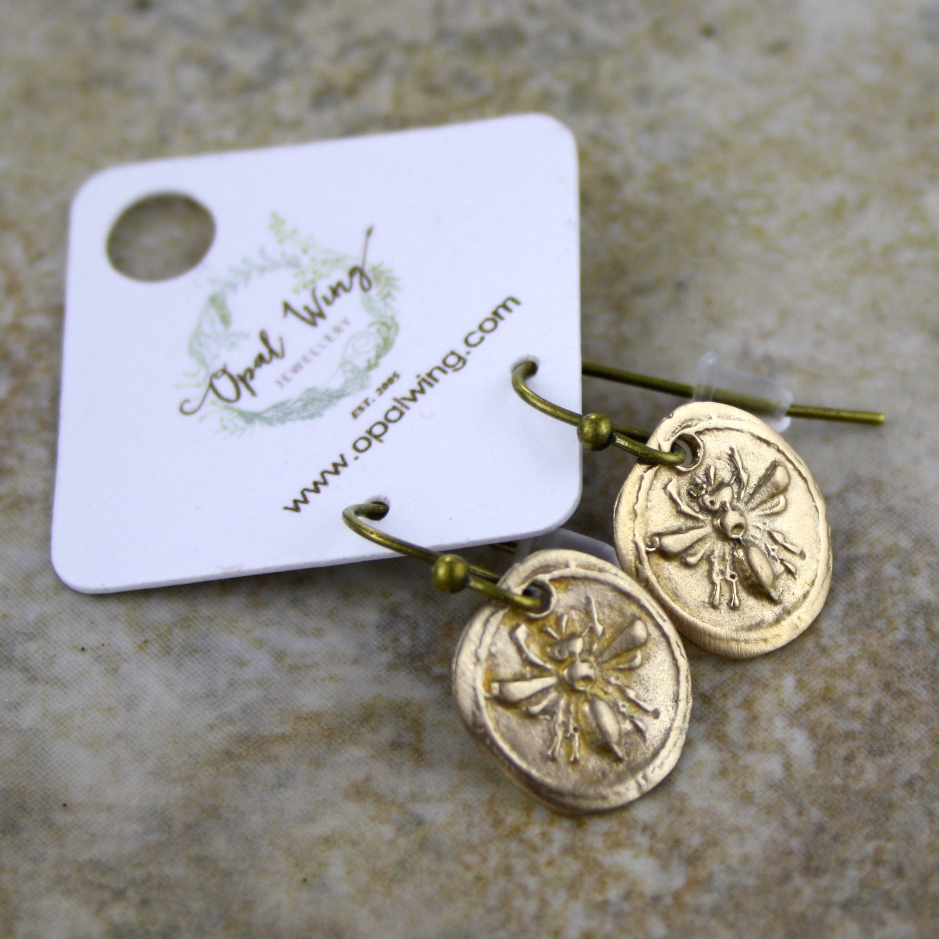 Bee Earrings in Bronze