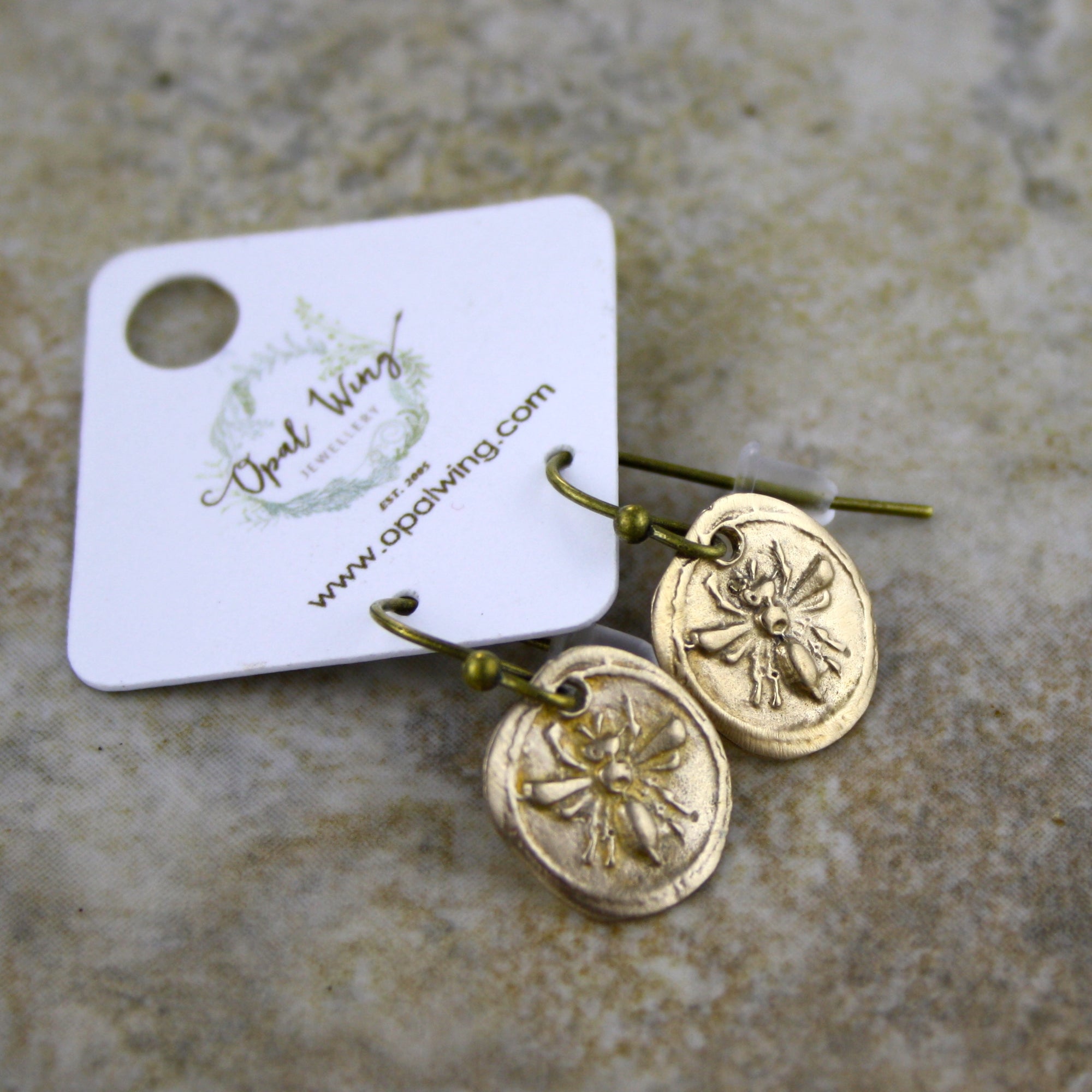 Bee Earrings in Bronze