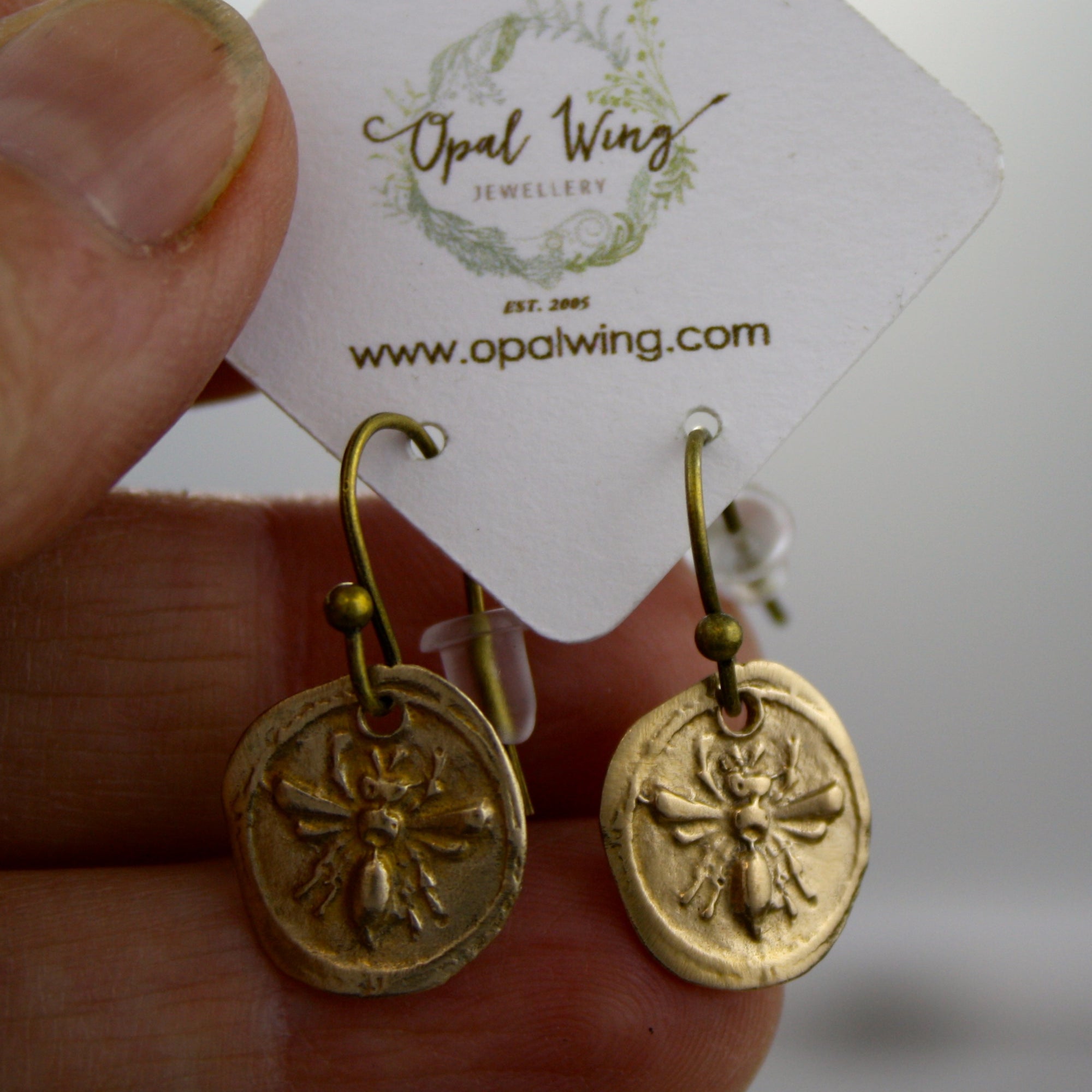 Bee Earrings in Bronze