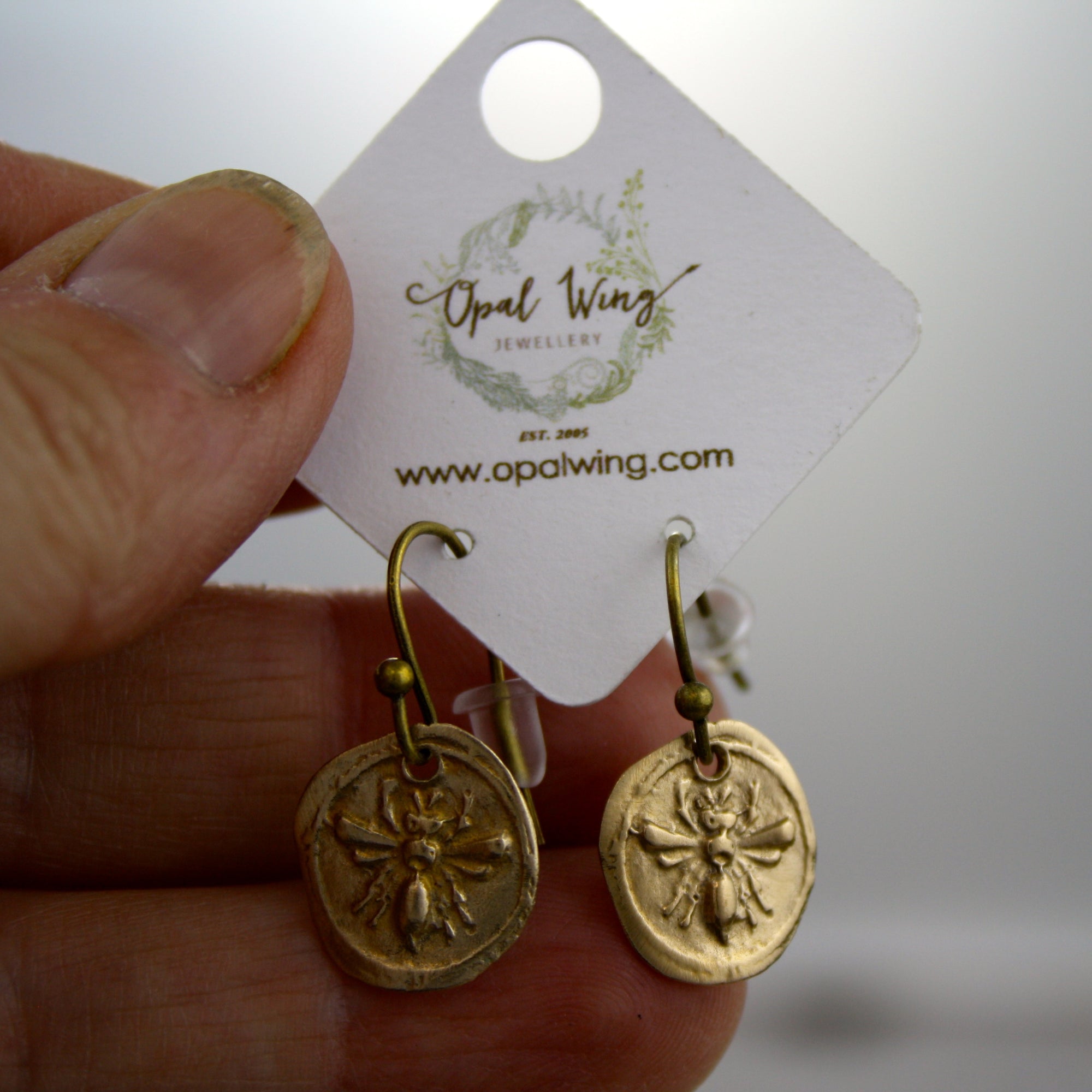 Bee Earrings in Bronze