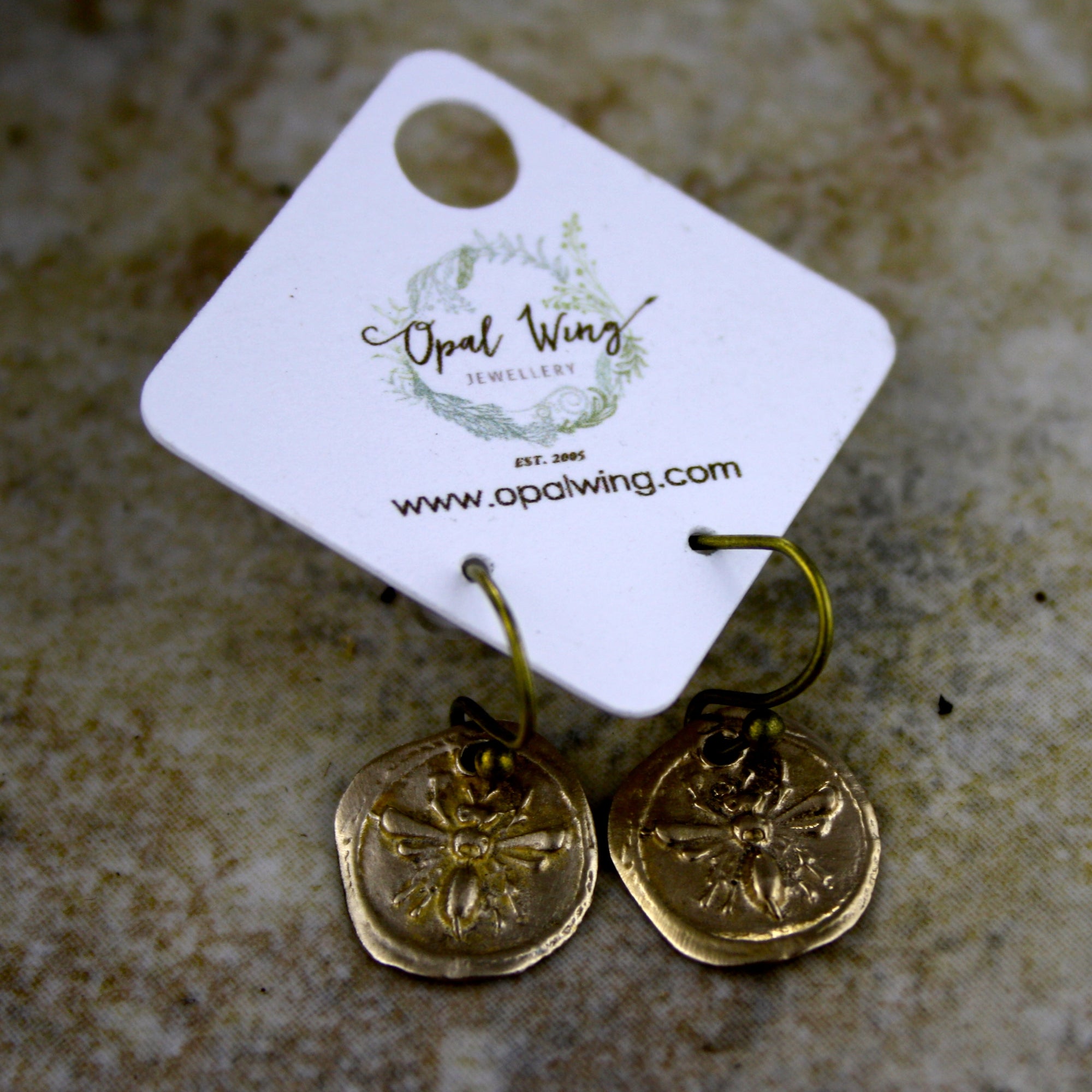 Bee Earrings in Bronze