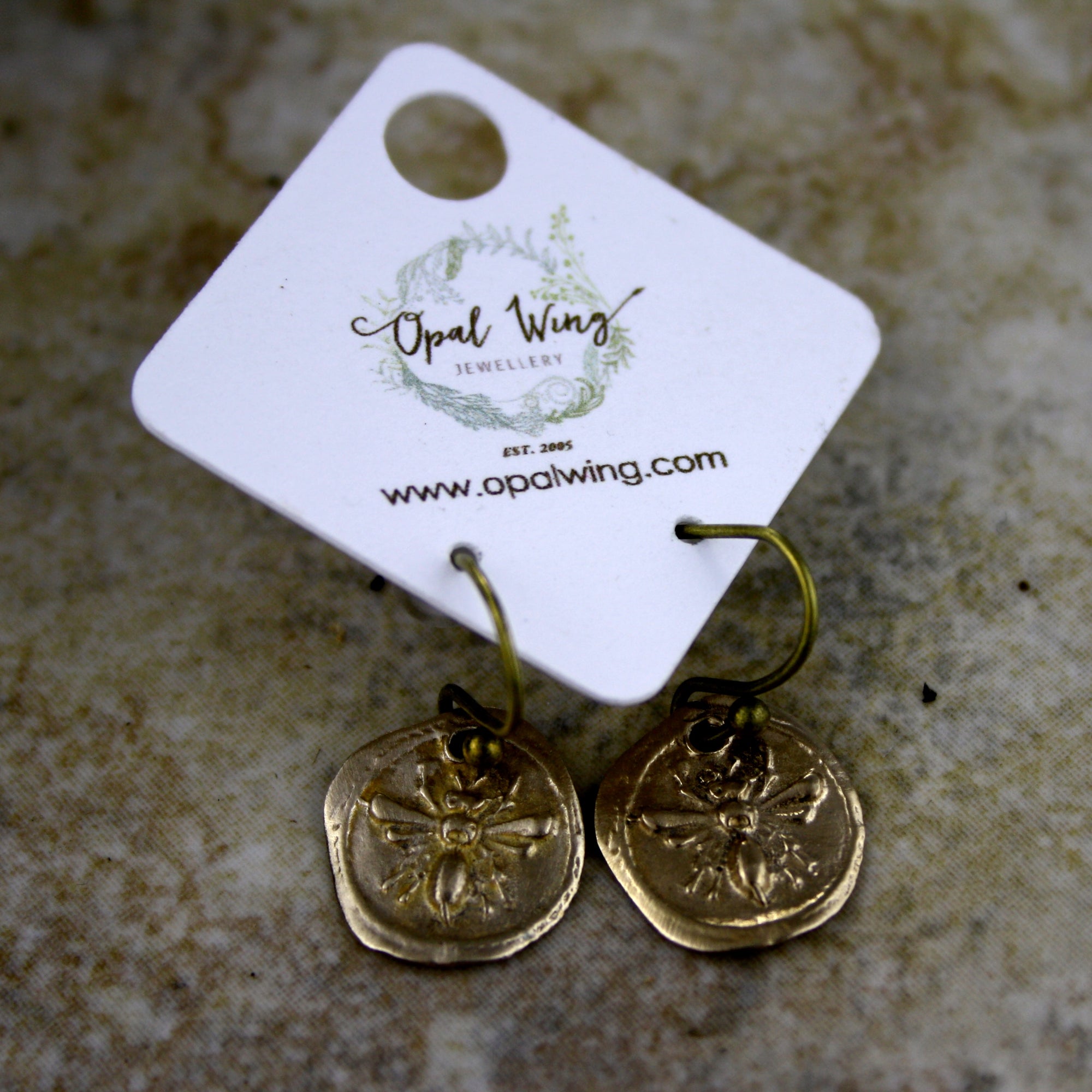 Bee Earrings in Bronze