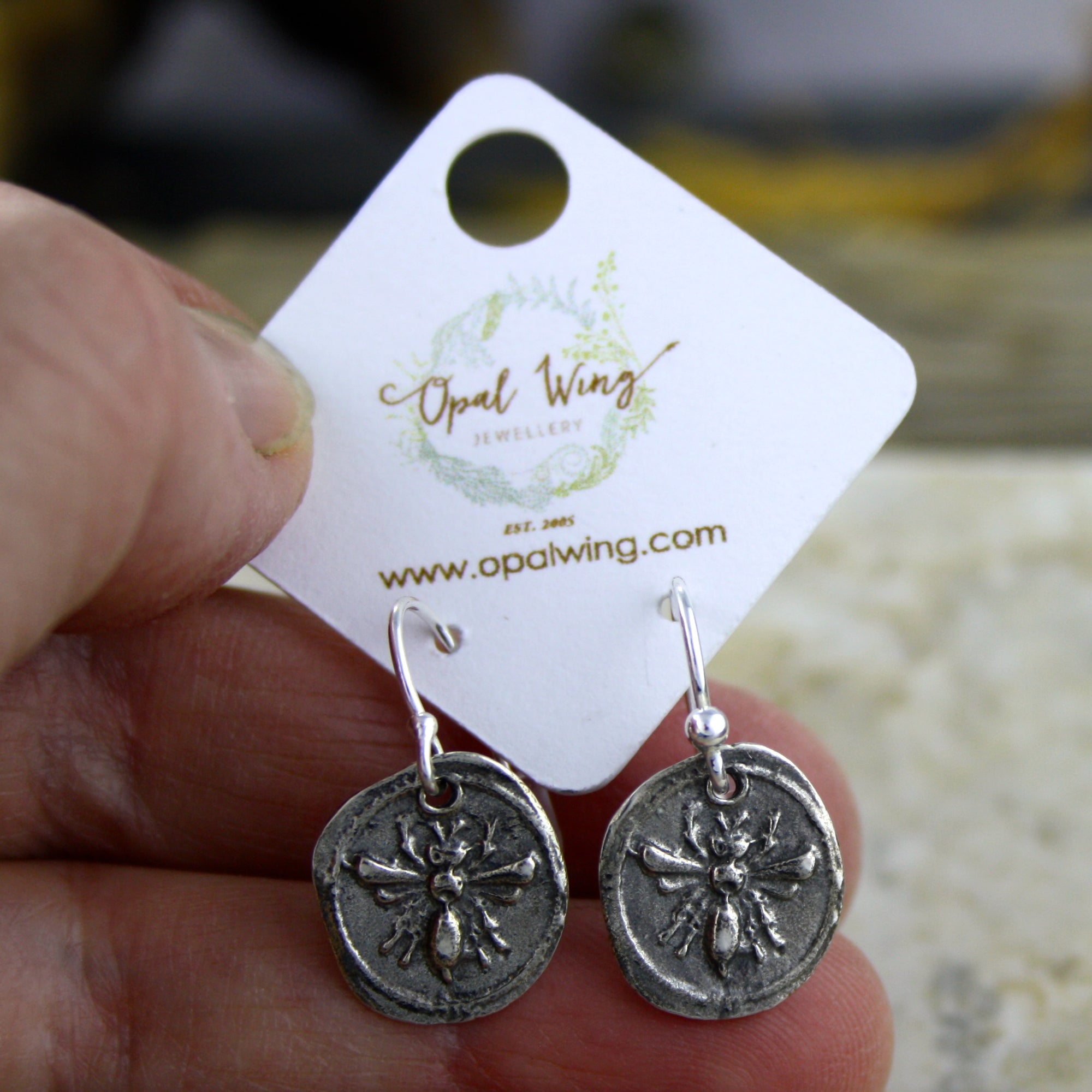 Bee Earrings in Silver