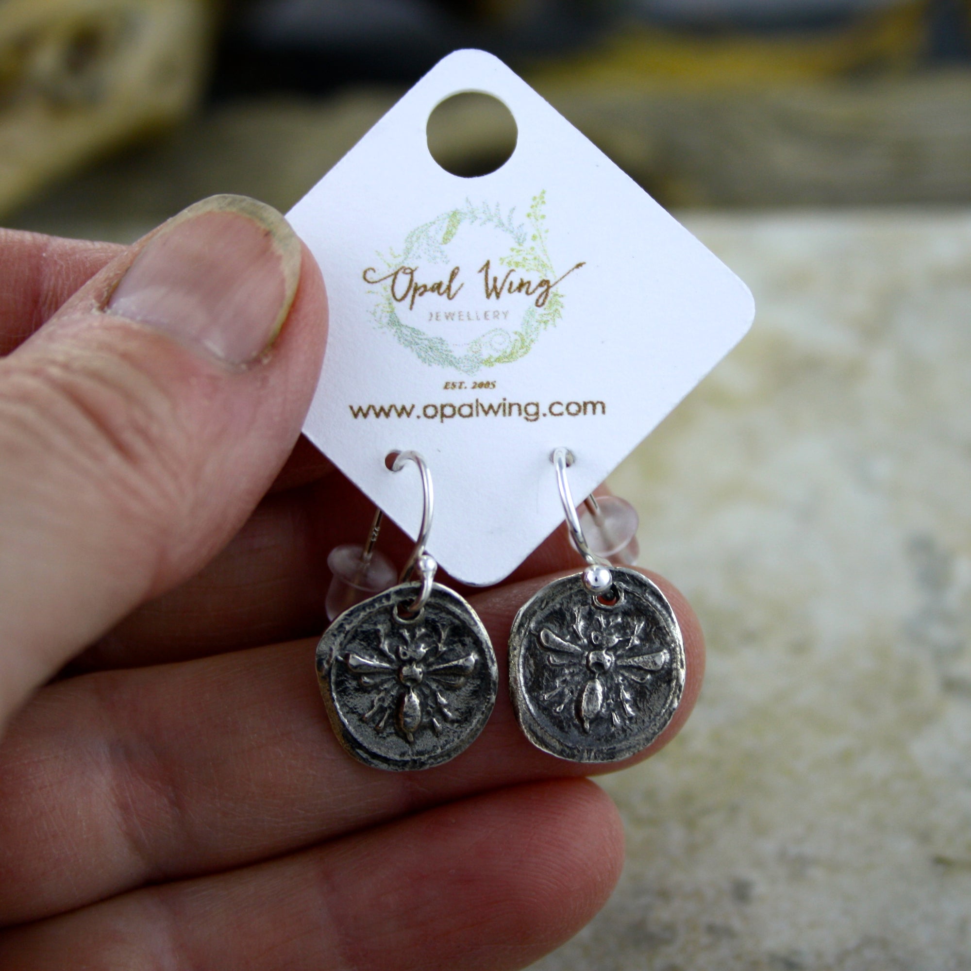 Bee Earrings in Silver