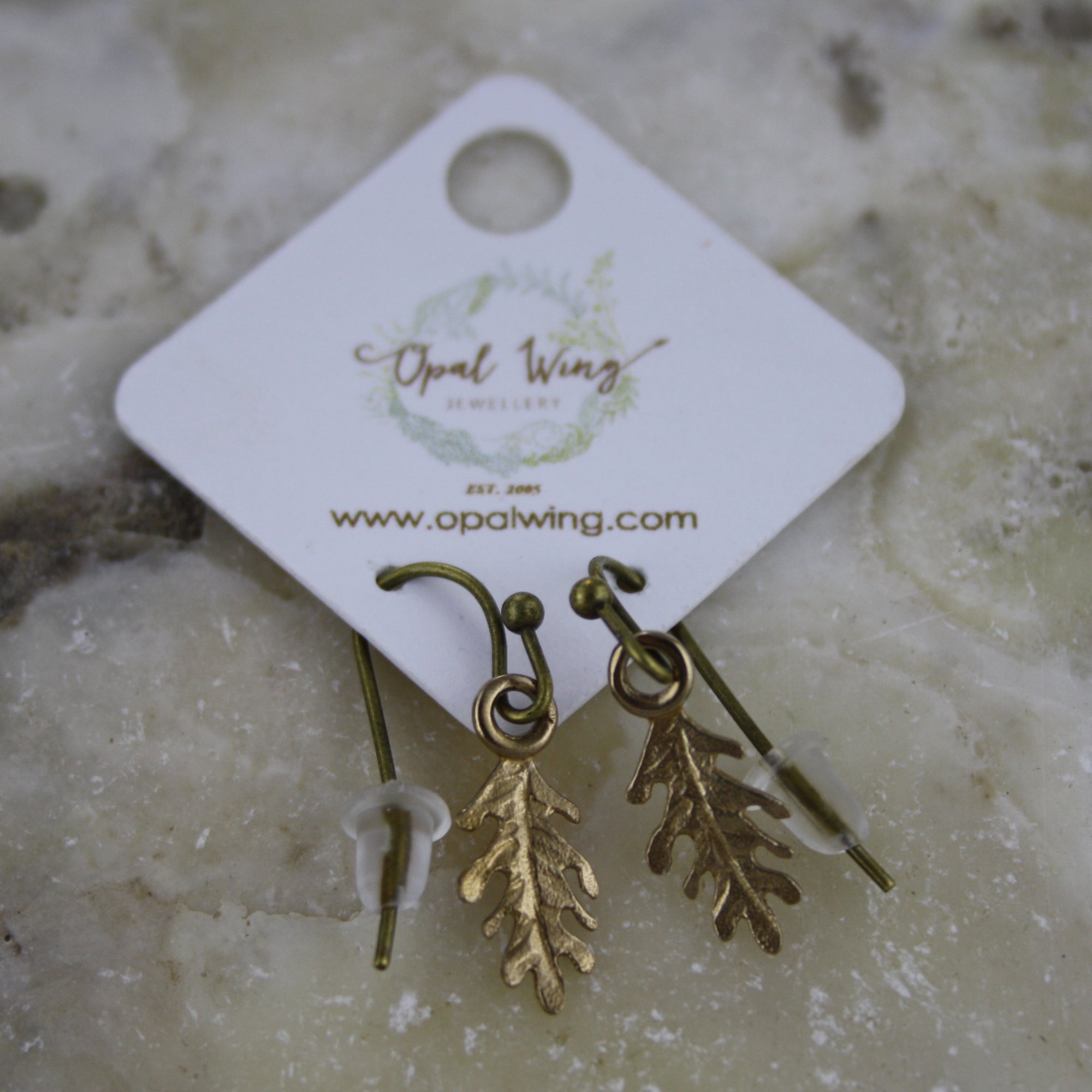 Mini Oak Leaf Earrings in Bronze