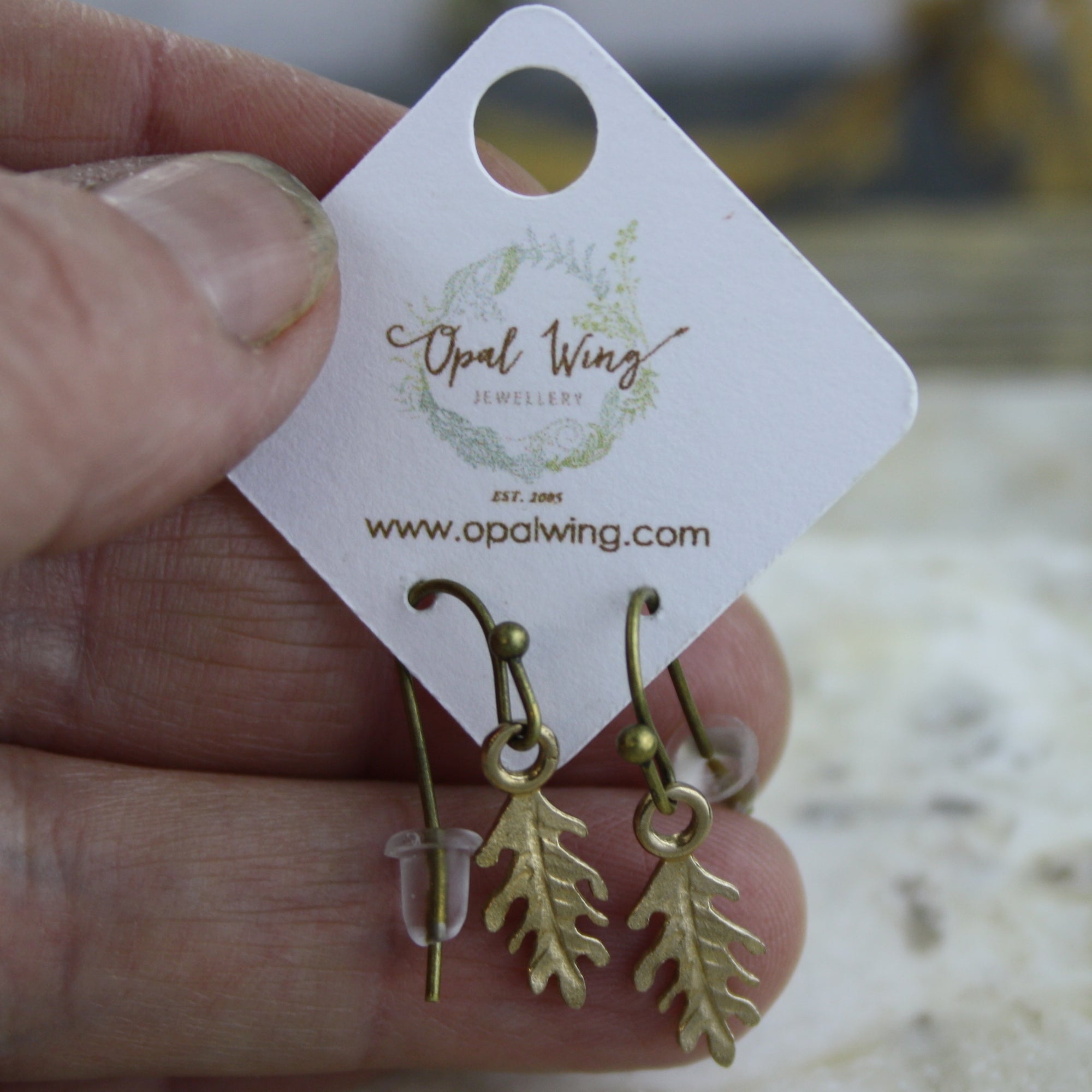 Mini Oak Leaf Earrings in Bronze