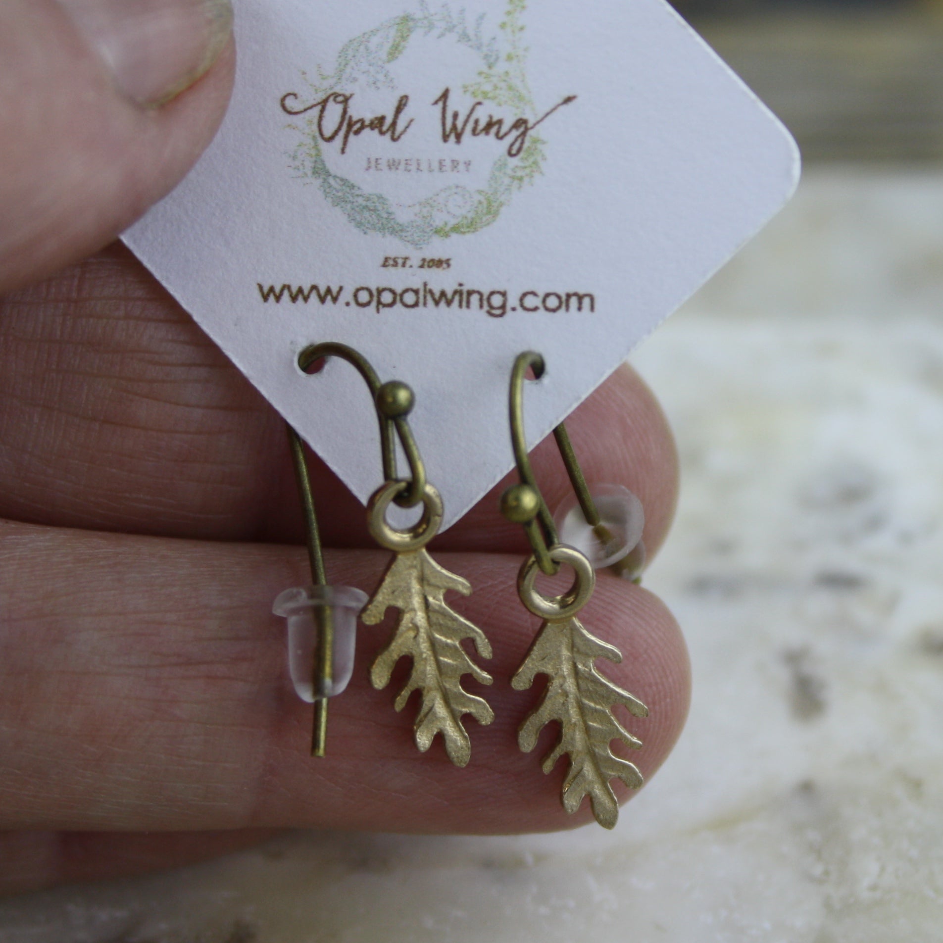 Mini Oak Leaf Earrings in Bronze